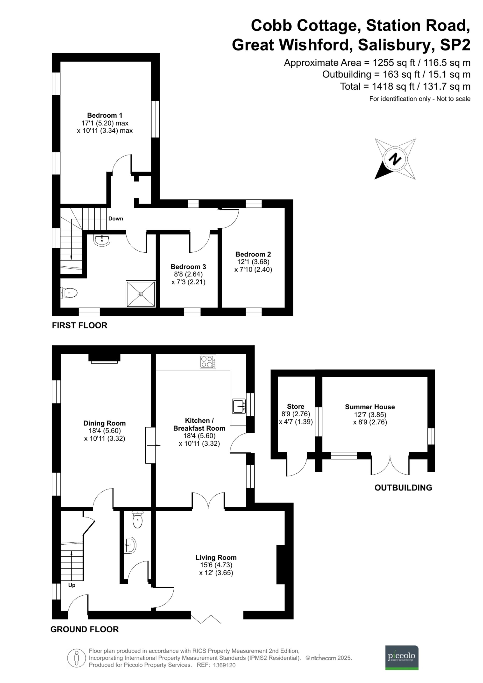 3 bed character property for sale in Station Road, Great Wishford, SP2 - Property floorplan