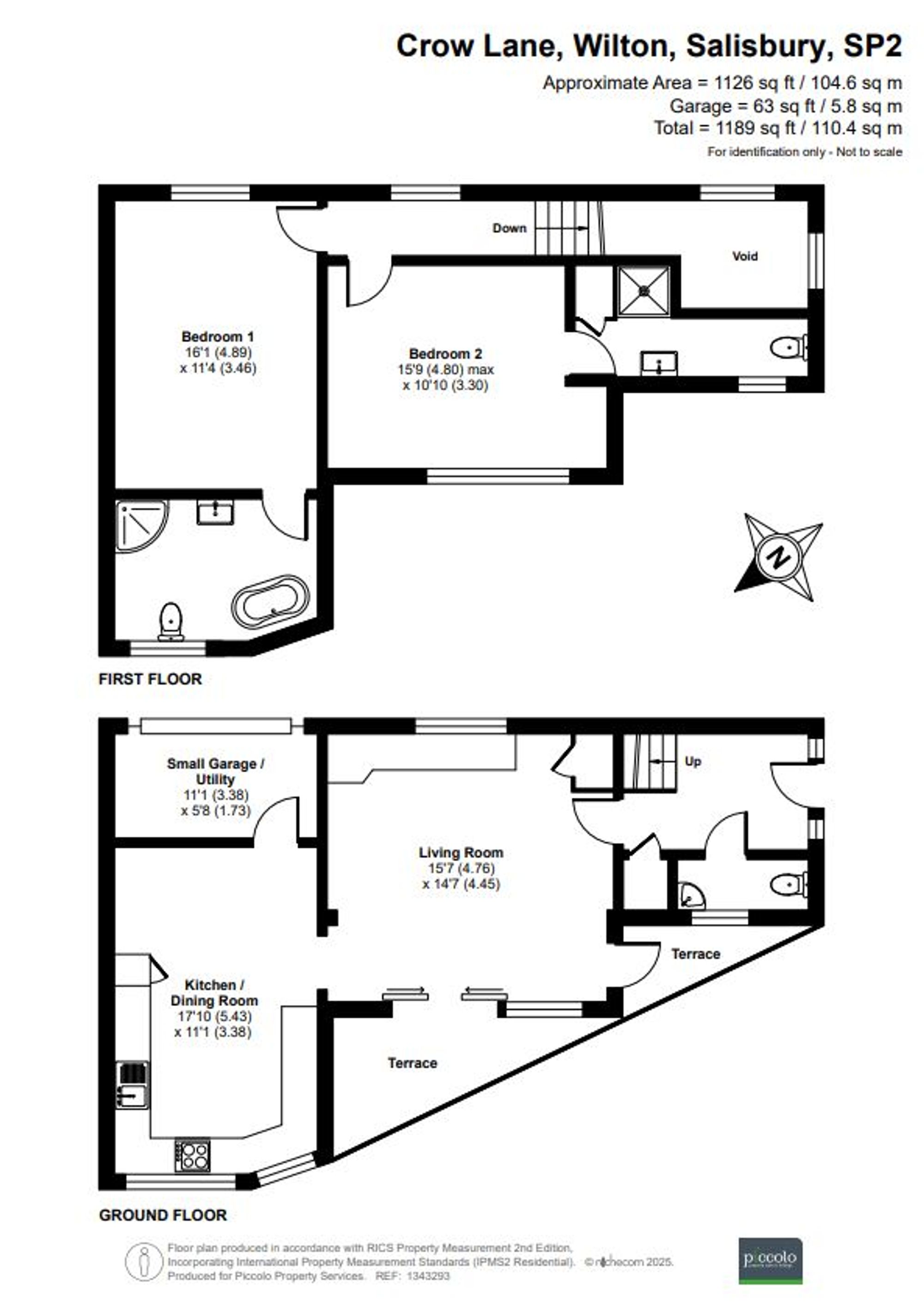 2 bed terraced house for sale in Crow Lane, Wilton, SP2 - Property floorplan
