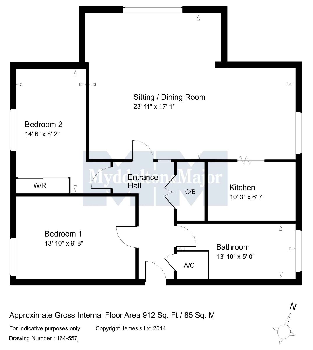 2 bed flat to rent in Crow Lane, Wilton - Property floorplan