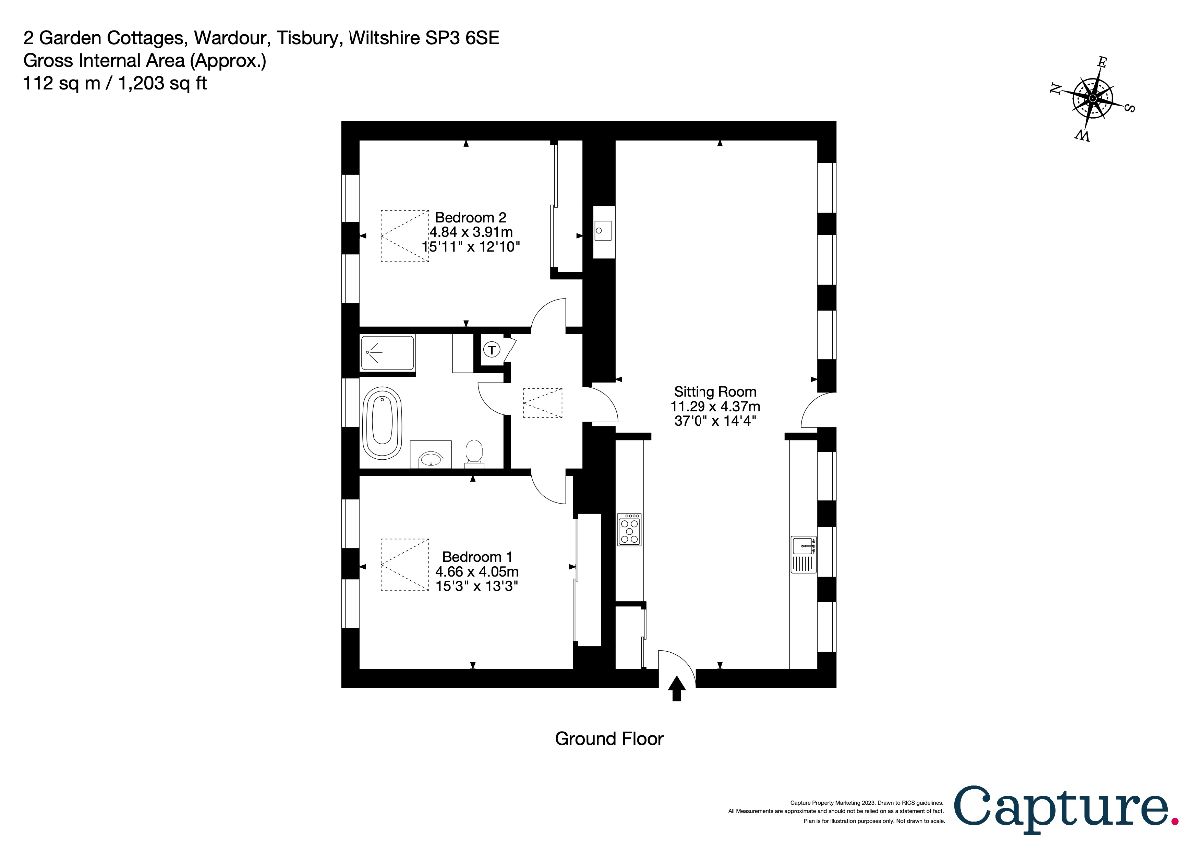 2 bed character property for sale in Garden Cottages, Wardour, Tisbury, Salisbury - Property floorplan
