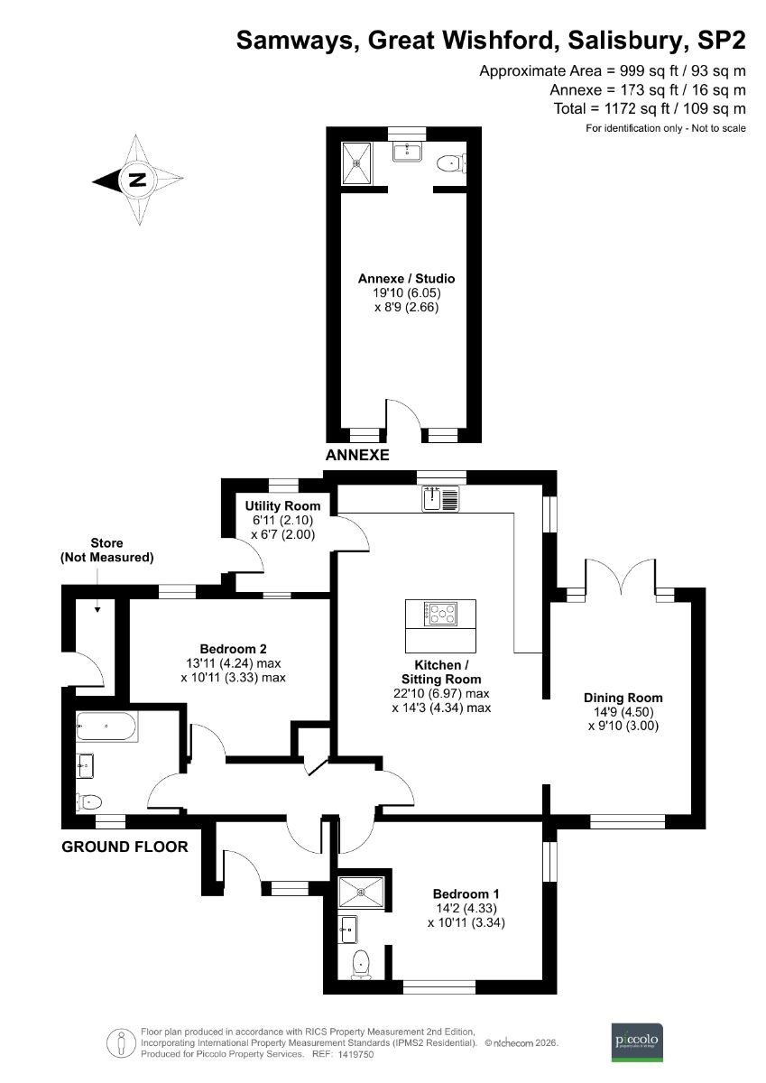 3 bed bungalow for sale in Samways, Great Wishford, Great Wishford, Salisbury - Property floorplan