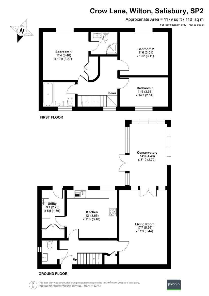 3 bed semi-detached house for sale in 2c Crow Lane, Wilton - Property floorplan