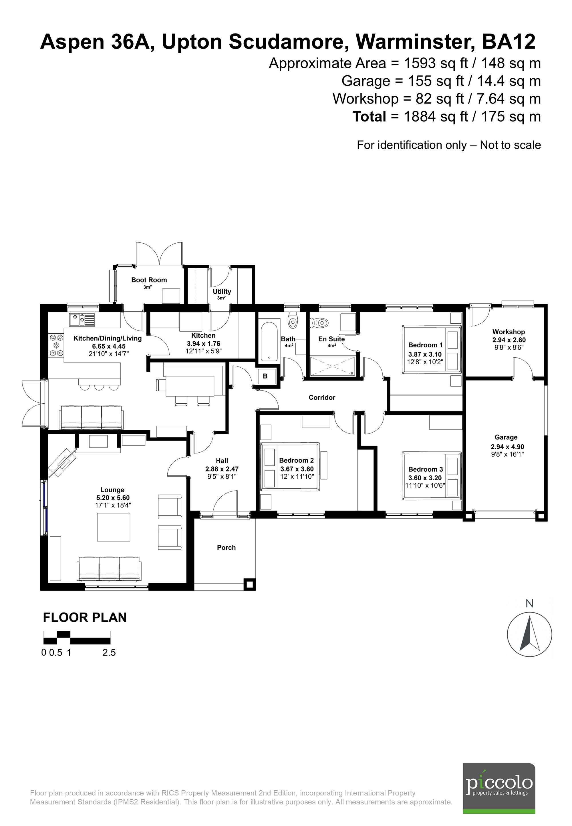 3 bed detached bungalow for sale in Aspen, 36A Upton Scudamore Warminster BA12 0AQ - Property floorplan