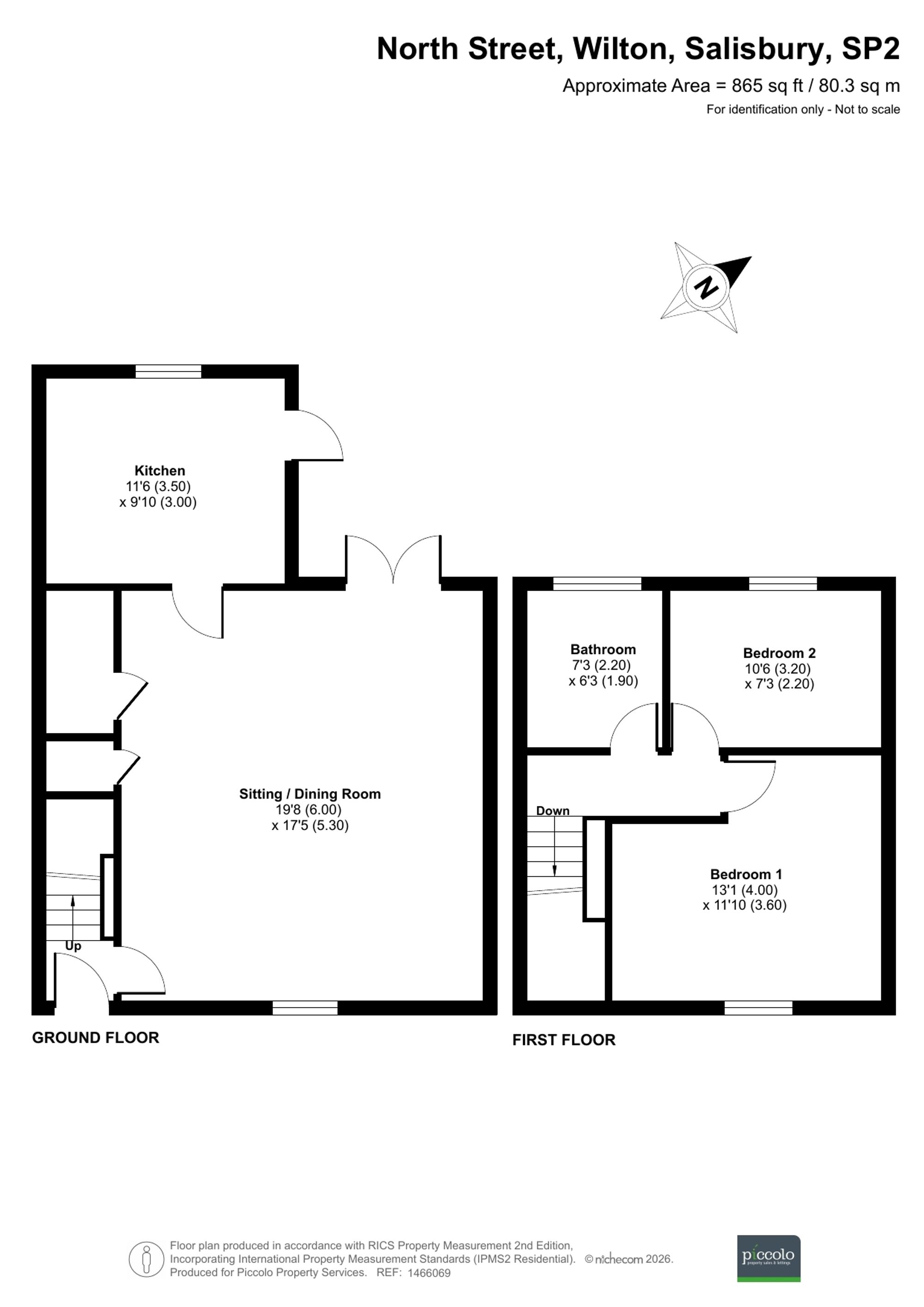 2 bed terraced house for sale in North Street, Wilton, SP2 - Property floorplan