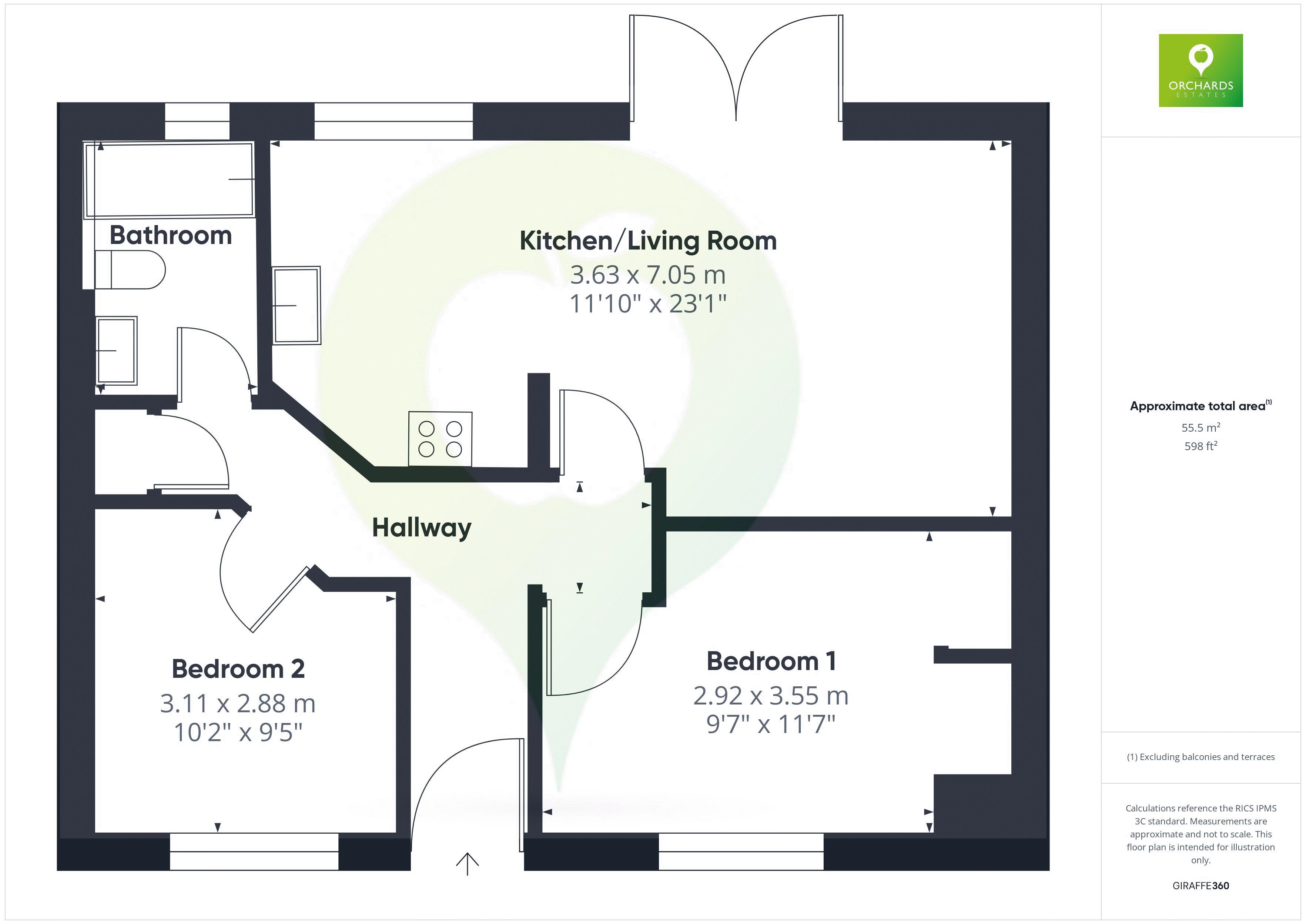 2 bed bungalow to rent in St James Mews, South Petherton - Property floorplan