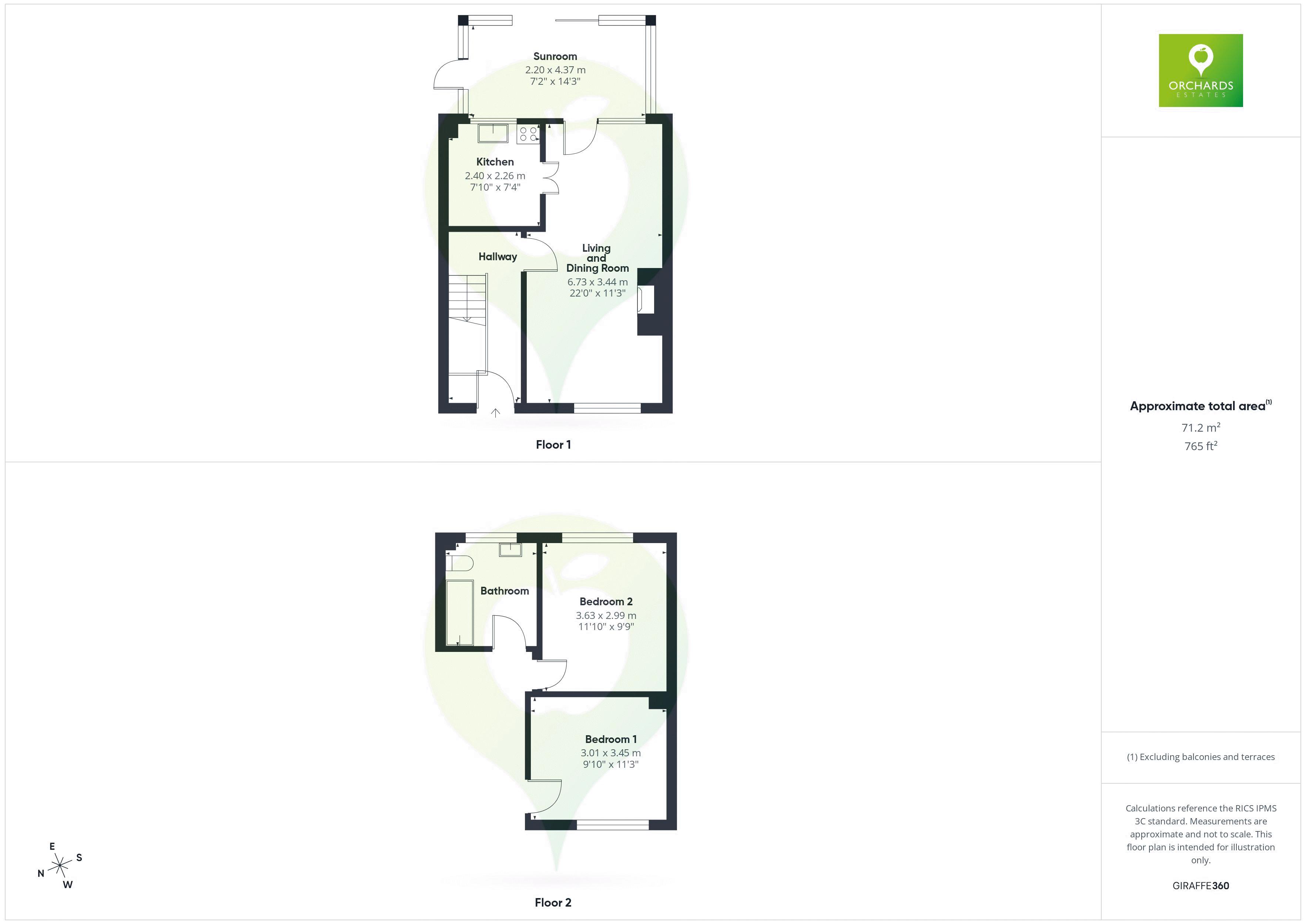 2 bed house to rent in Highfield Terrace, Bower Hinton - Property floorplan