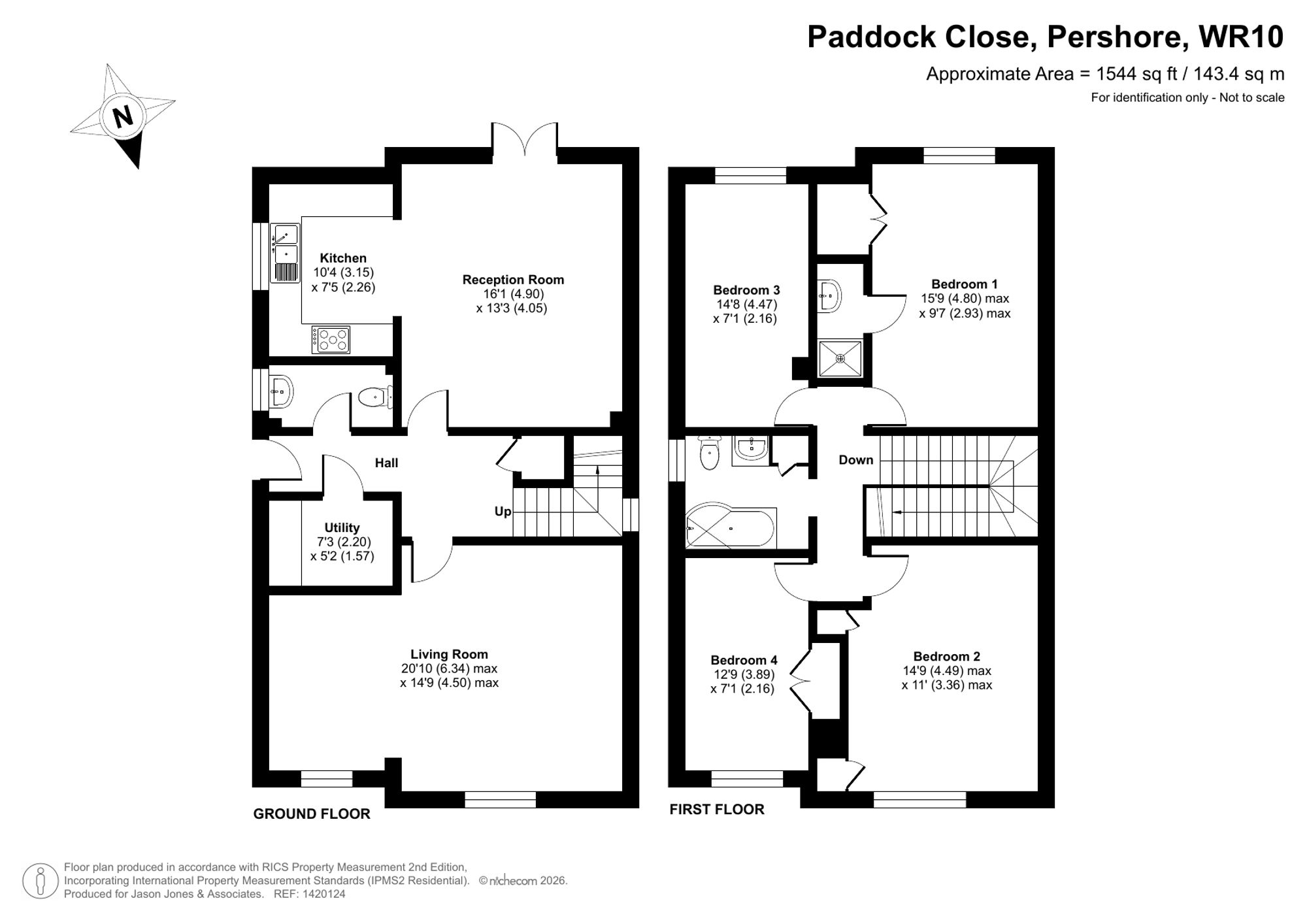 4 bed detached house for sale in Paddock Close, Pershore - Property floorplan