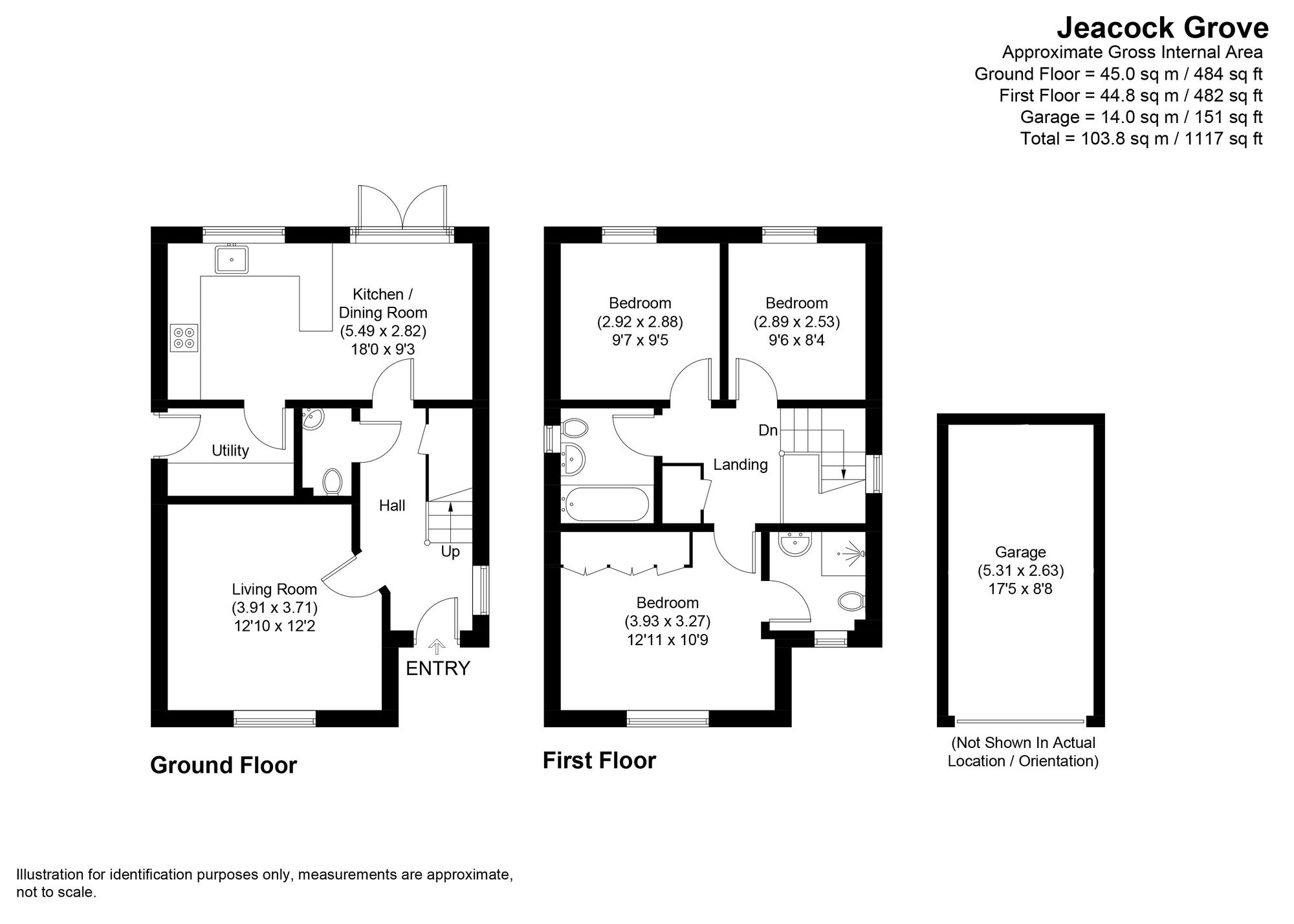 3 bed detached house for sale in Jeacock Grove, Pershore - Property floorplan