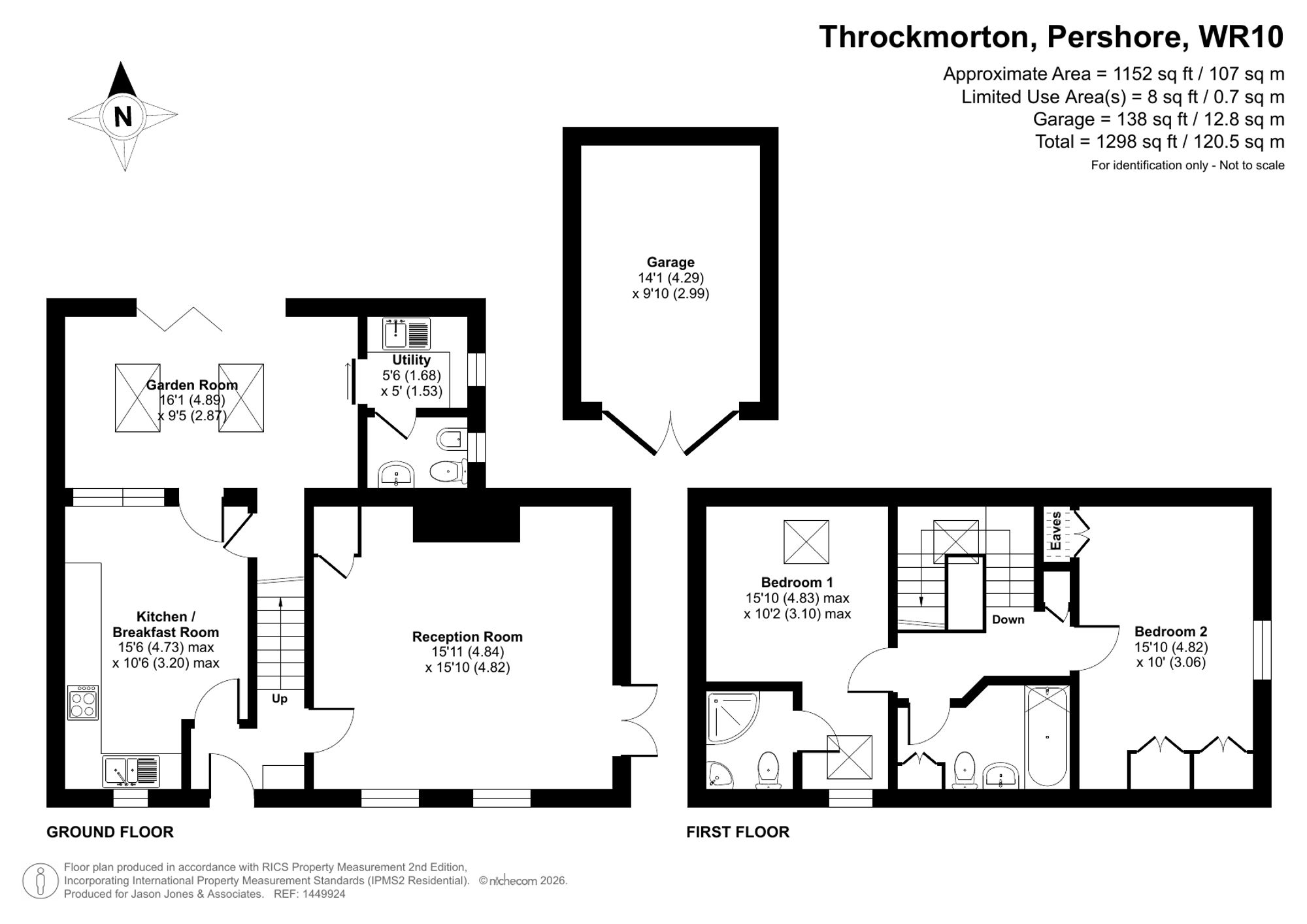 2 bed semi-detached house for sale in Throckmorton, Pershore - Property floorplan