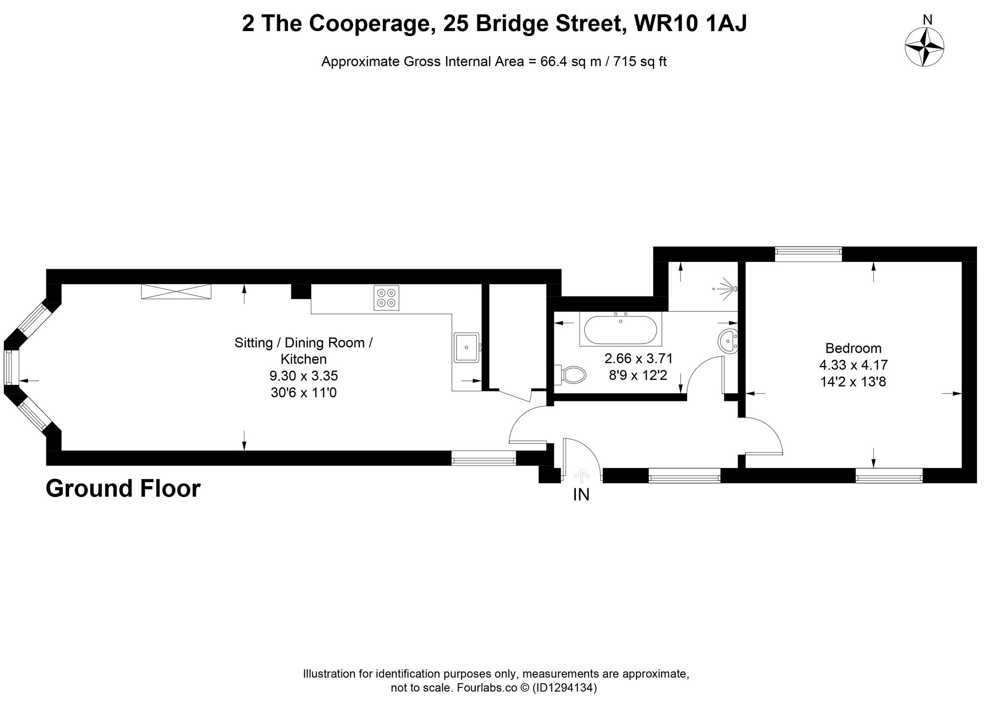 1 bed flat for sale in Bridge Street, Pershore - Property floorplan