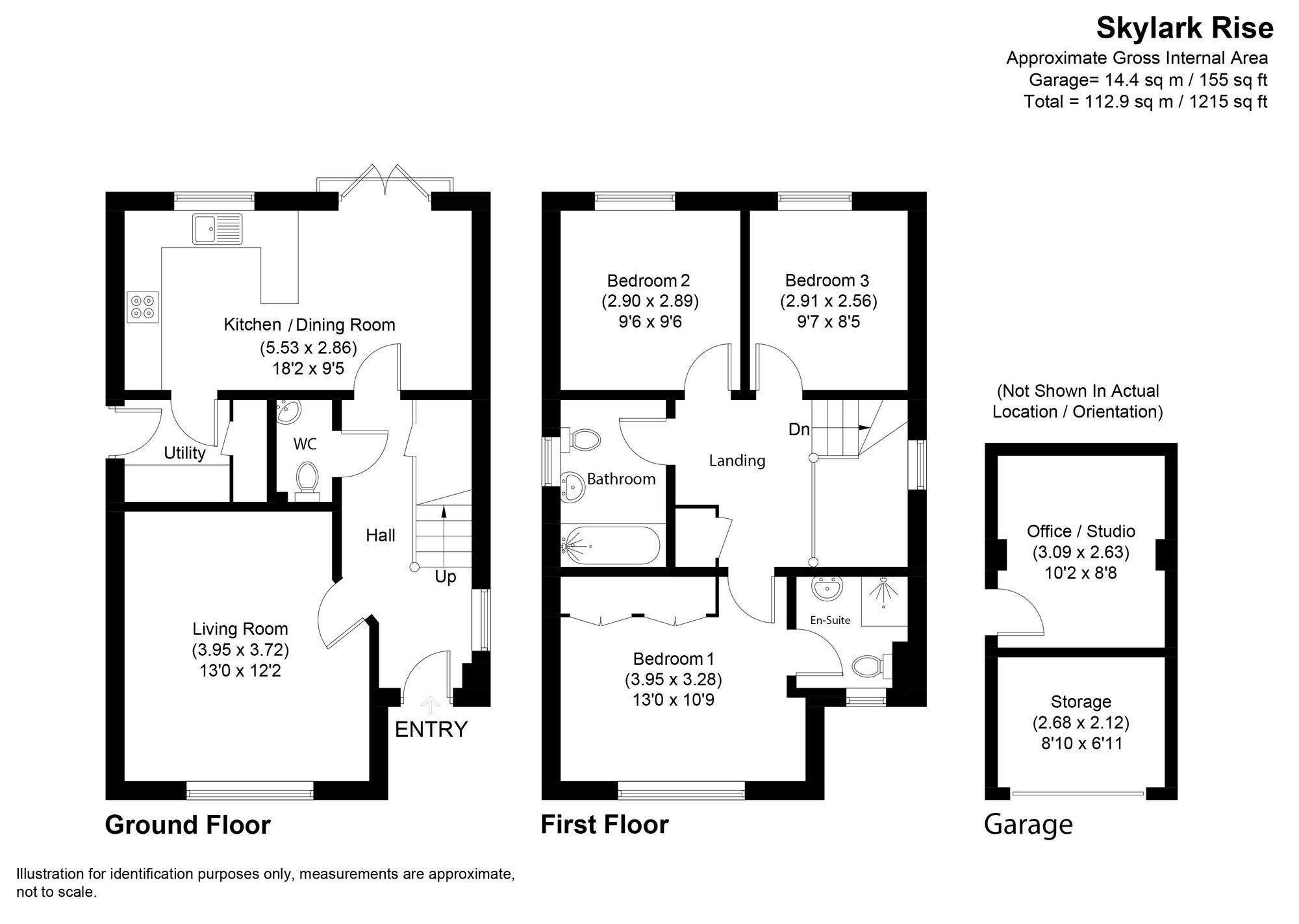 3 bed detached house for sale in Skylark Rise, Worcester - Property floorplan