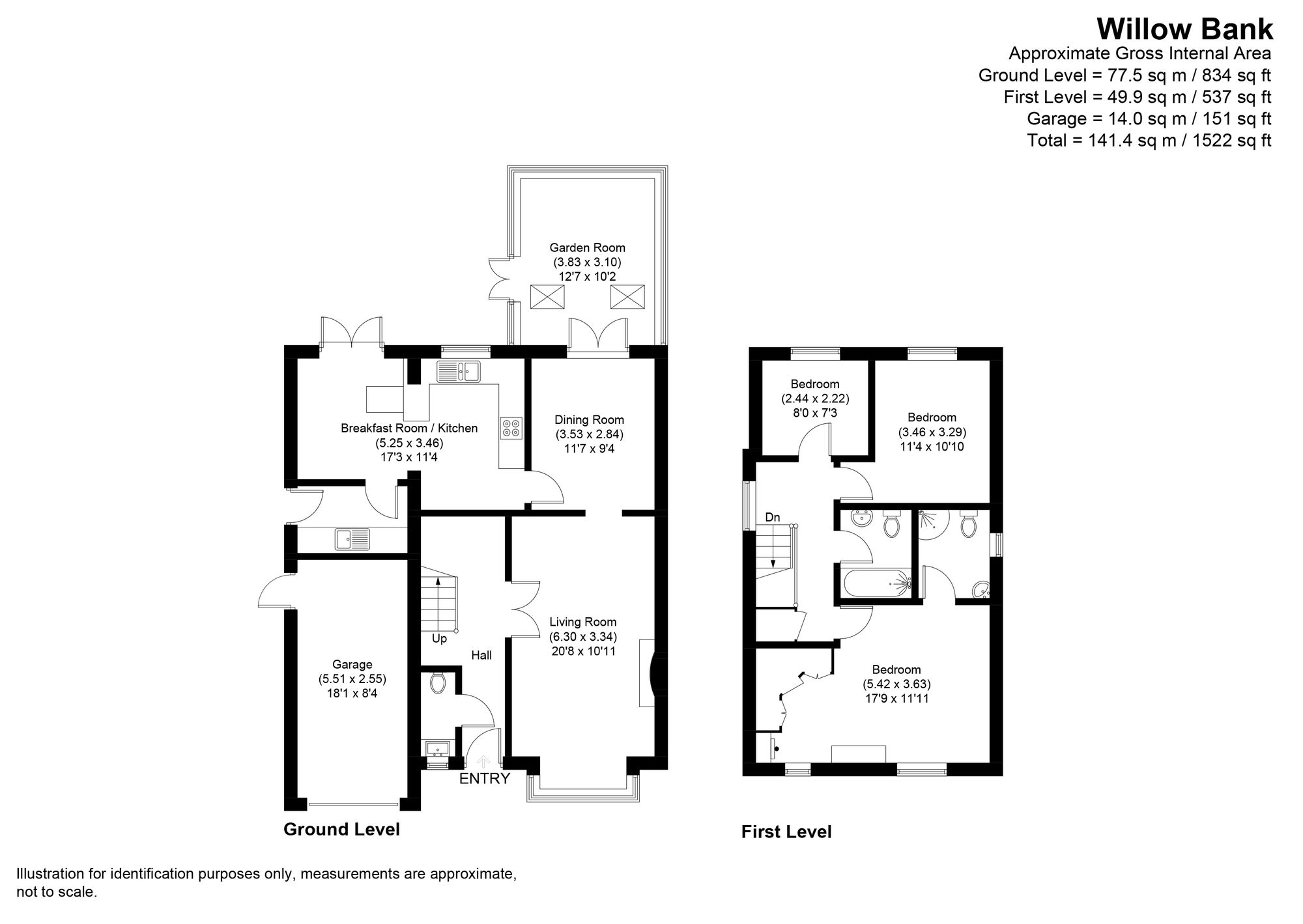 3 bed detached house for sale in Willow Bank, Pershore - Property floorplan