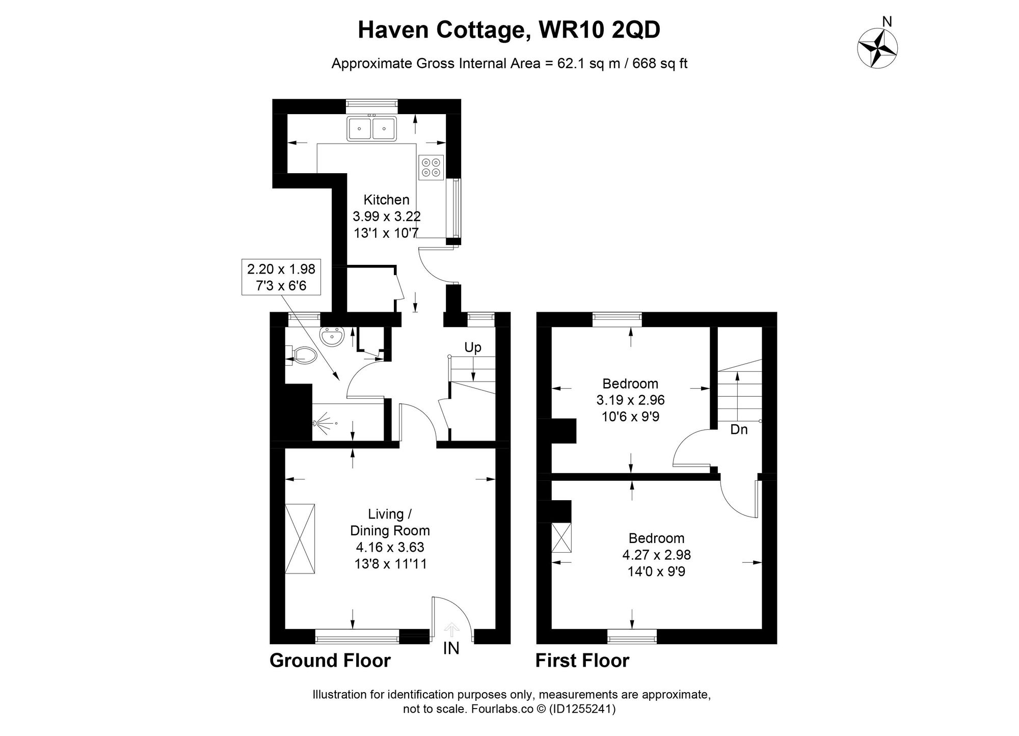 2 bed semi-detached cottage for sale in Farm Street, Pershore - Property floorplan