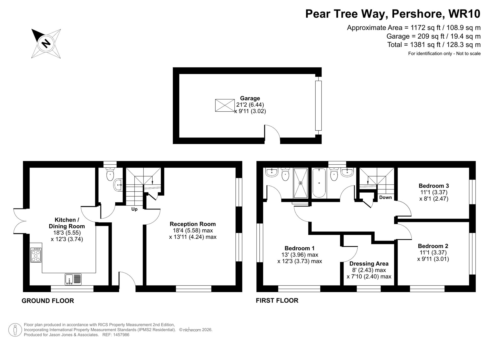 3 bed detached house for sale in Pear Tree Way, Pershore - Property floorplan