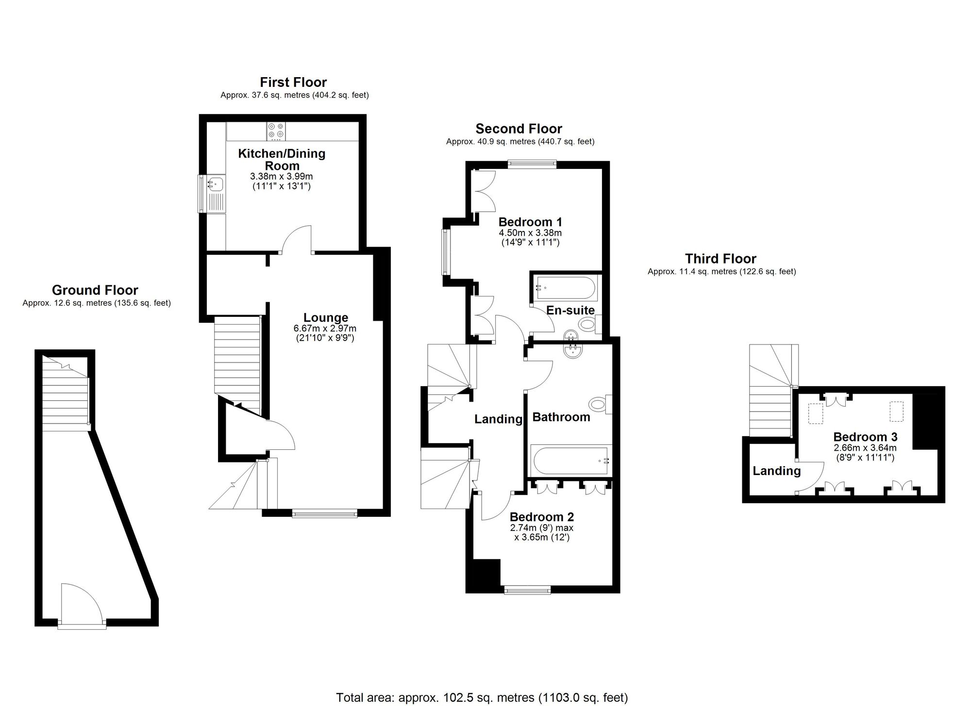 3 bed flat to rent in Bridge Street, Pershore - Property floorplan