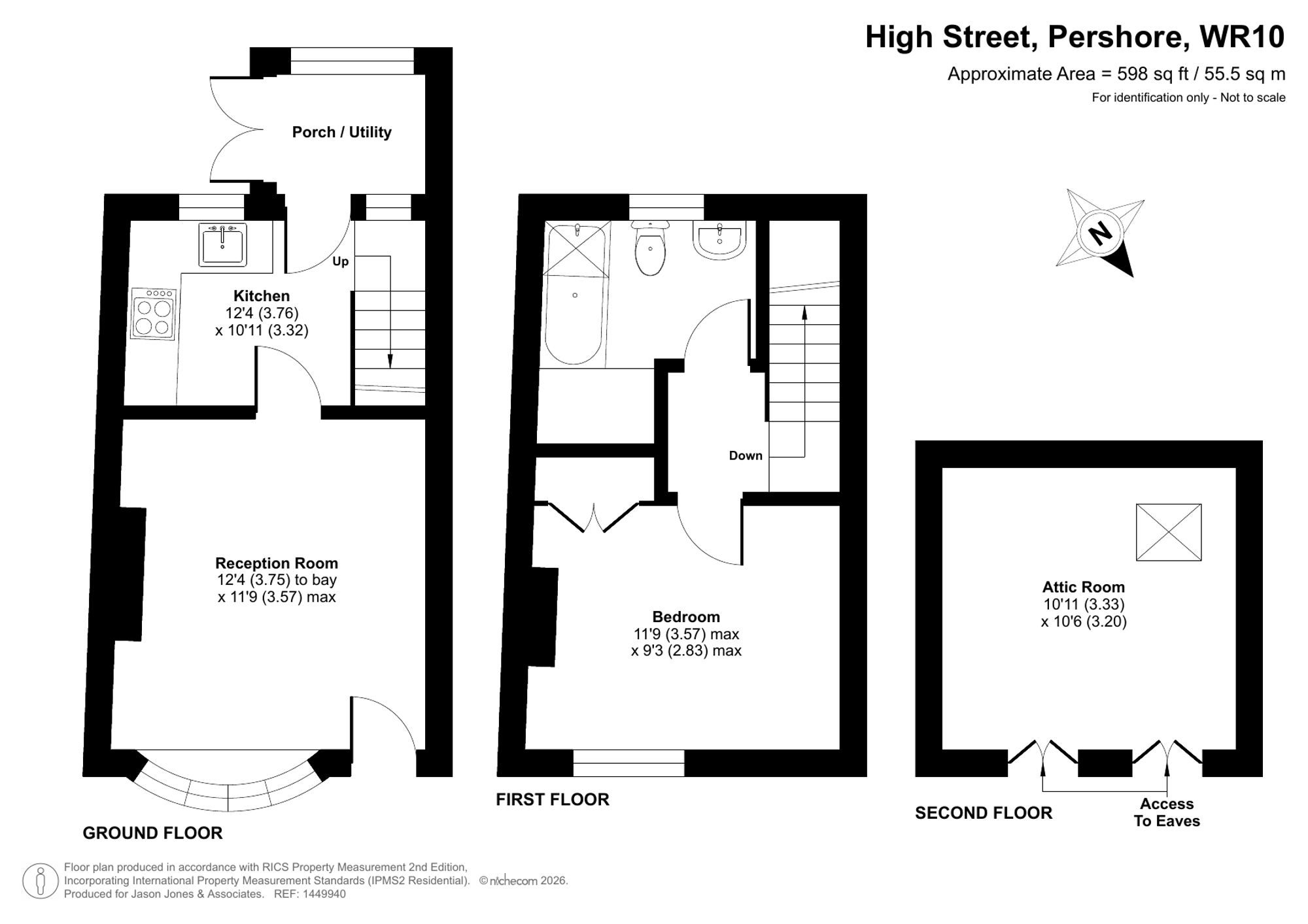 1 bed terraced house for sale in High Street, Pershore - Property floorplan