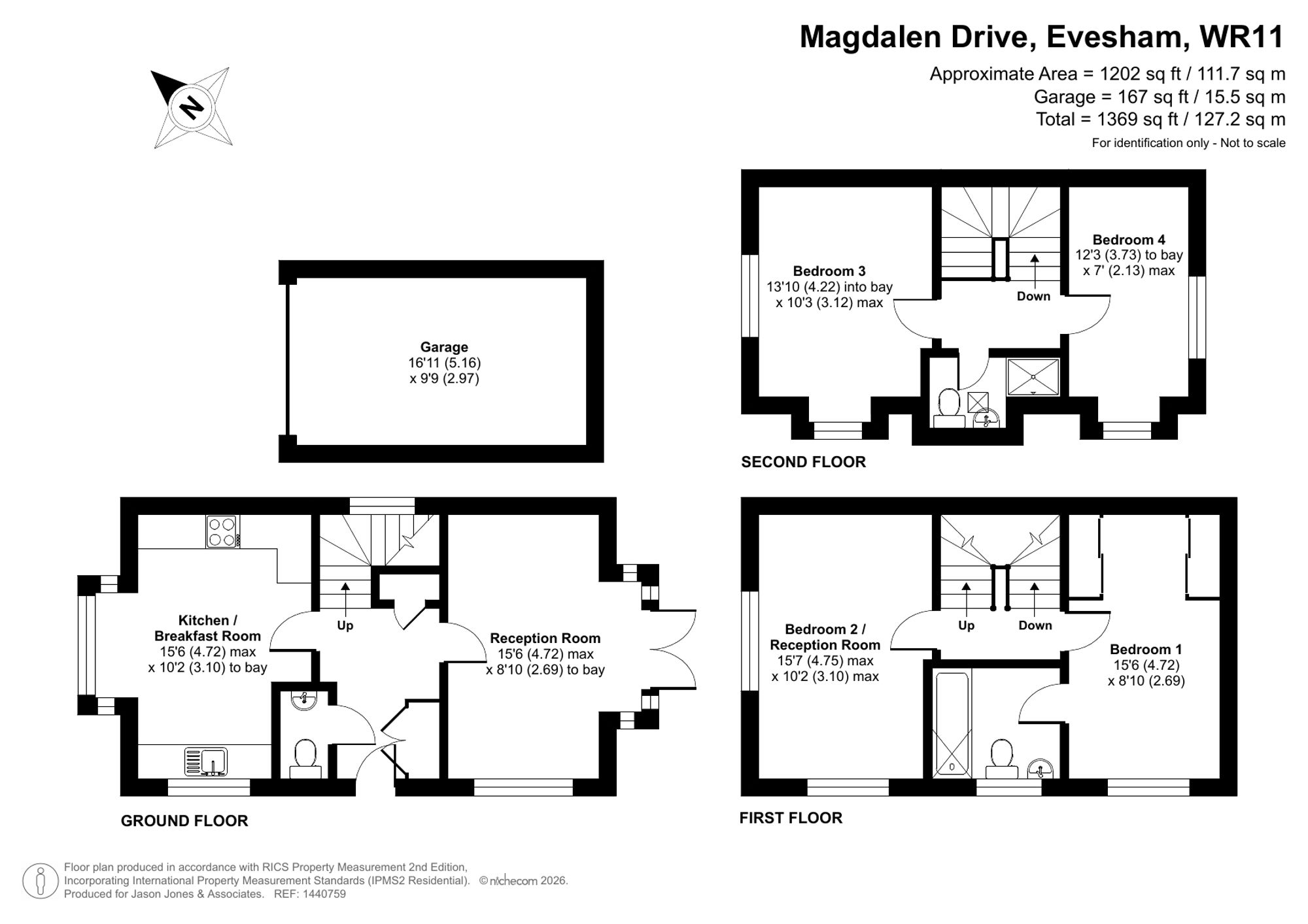 4 bed detached house for sale in Magdalen Drive, Evesham - Property floorplan