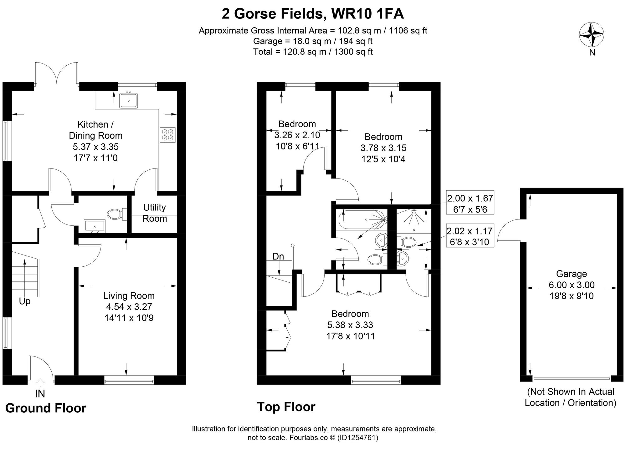 3 bed detached house for sale in Gorse Fields, Pershore - Property floorplan