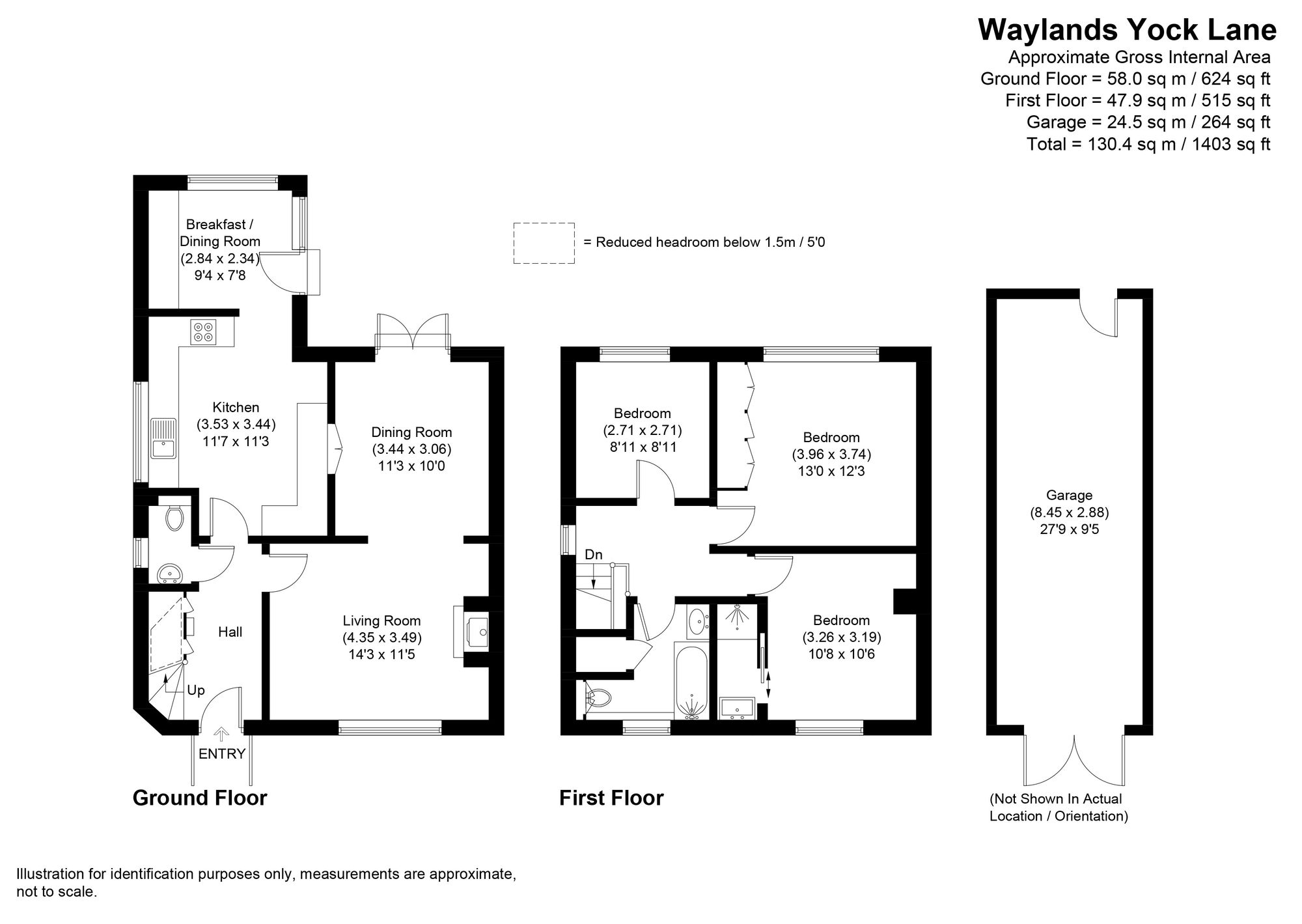 3 bed detached house for sale in Yock Lane, Pershore - Property floorplan