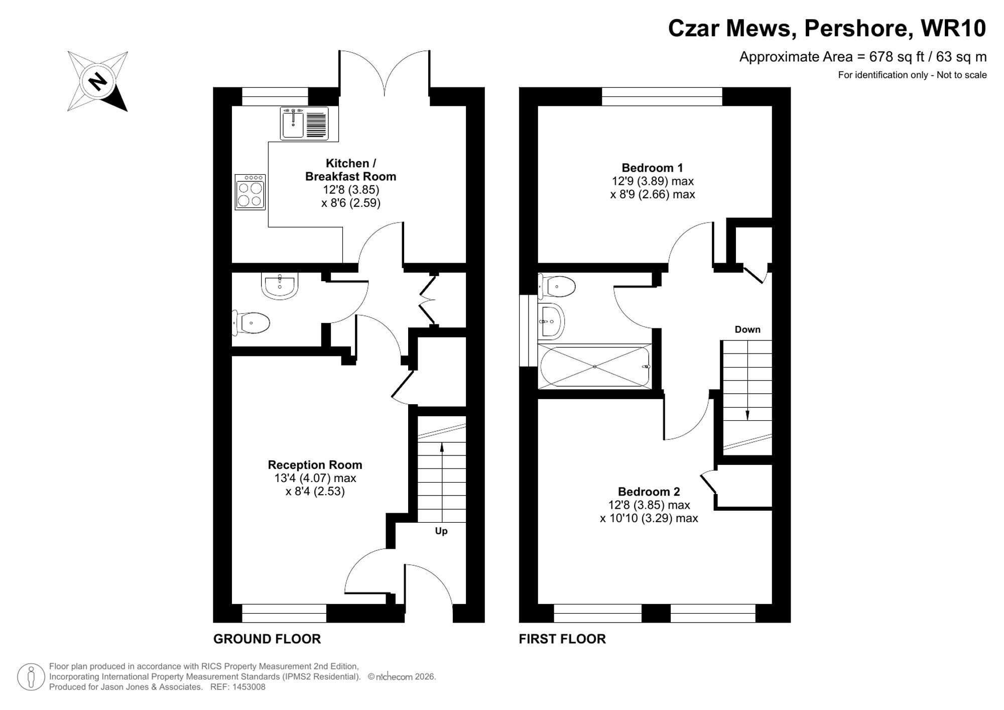 2 bed semi-detached house for sale in Czar Mews, Pershore - Property floorplan