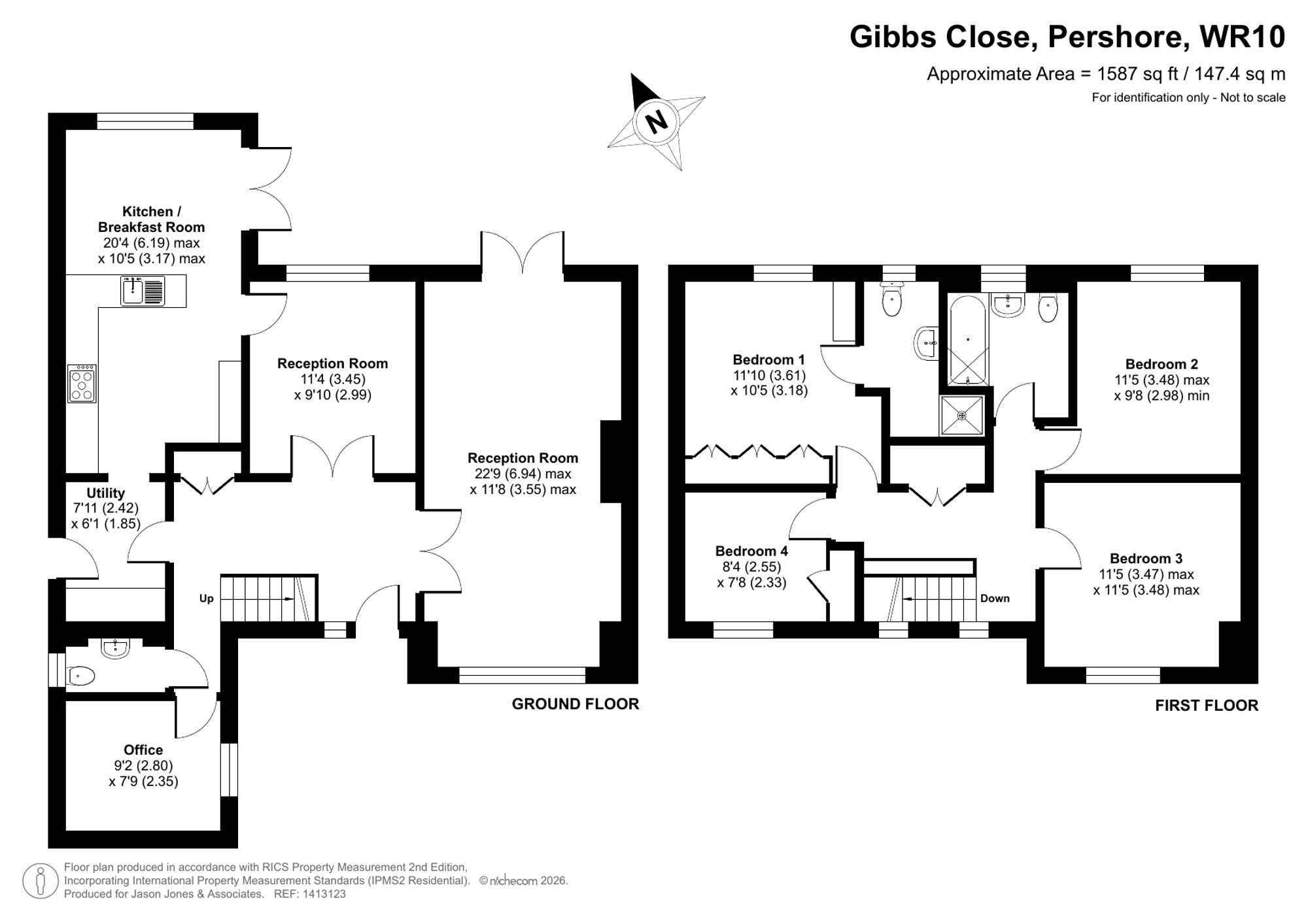 4 bed detached house for sale in Gibbs Close, Pershore - Property floorplan