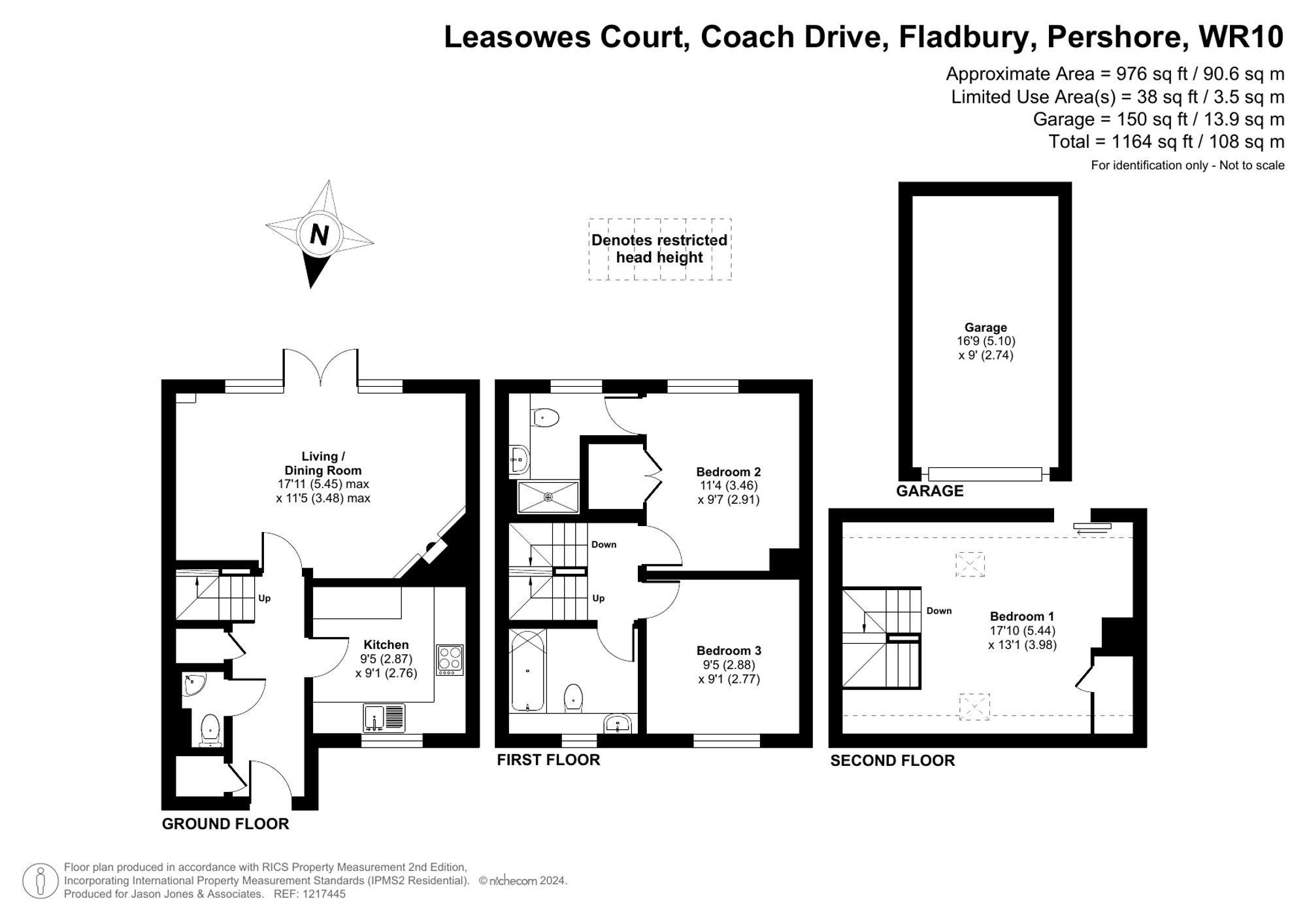 3 bed mid-terraced house for sale in Coach Drive, Pershore - Property floorplan