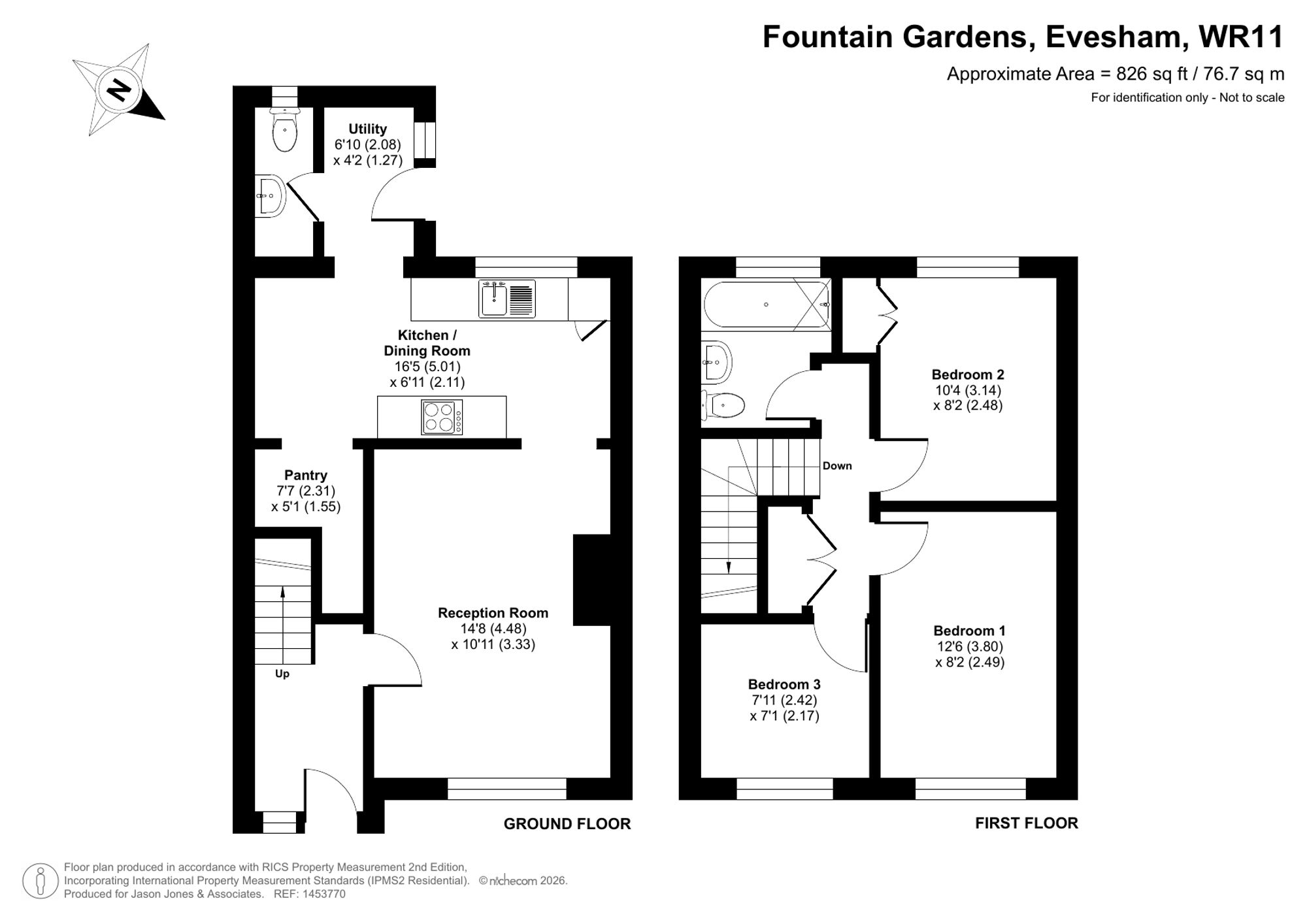 3 bed end of terrace house for sale in Fountain Gardens, Evesham - Property floorplan