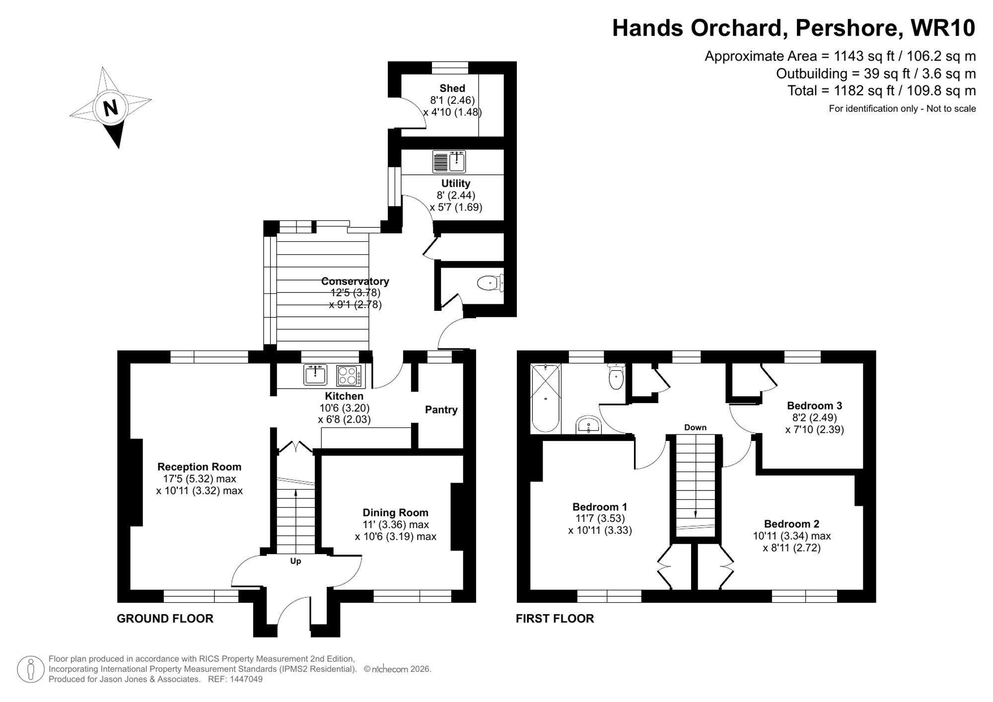 3 bed terraced house for sale in Hands Orchard, Pershore - Property floorplan