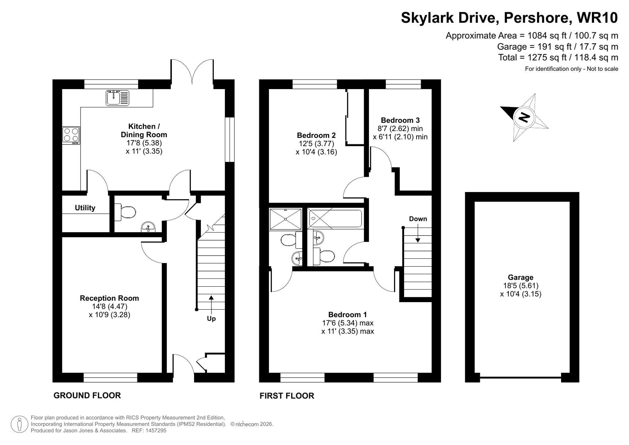 3 bed detached house for sale in Skylark Drive, Pershore - Property floorplan