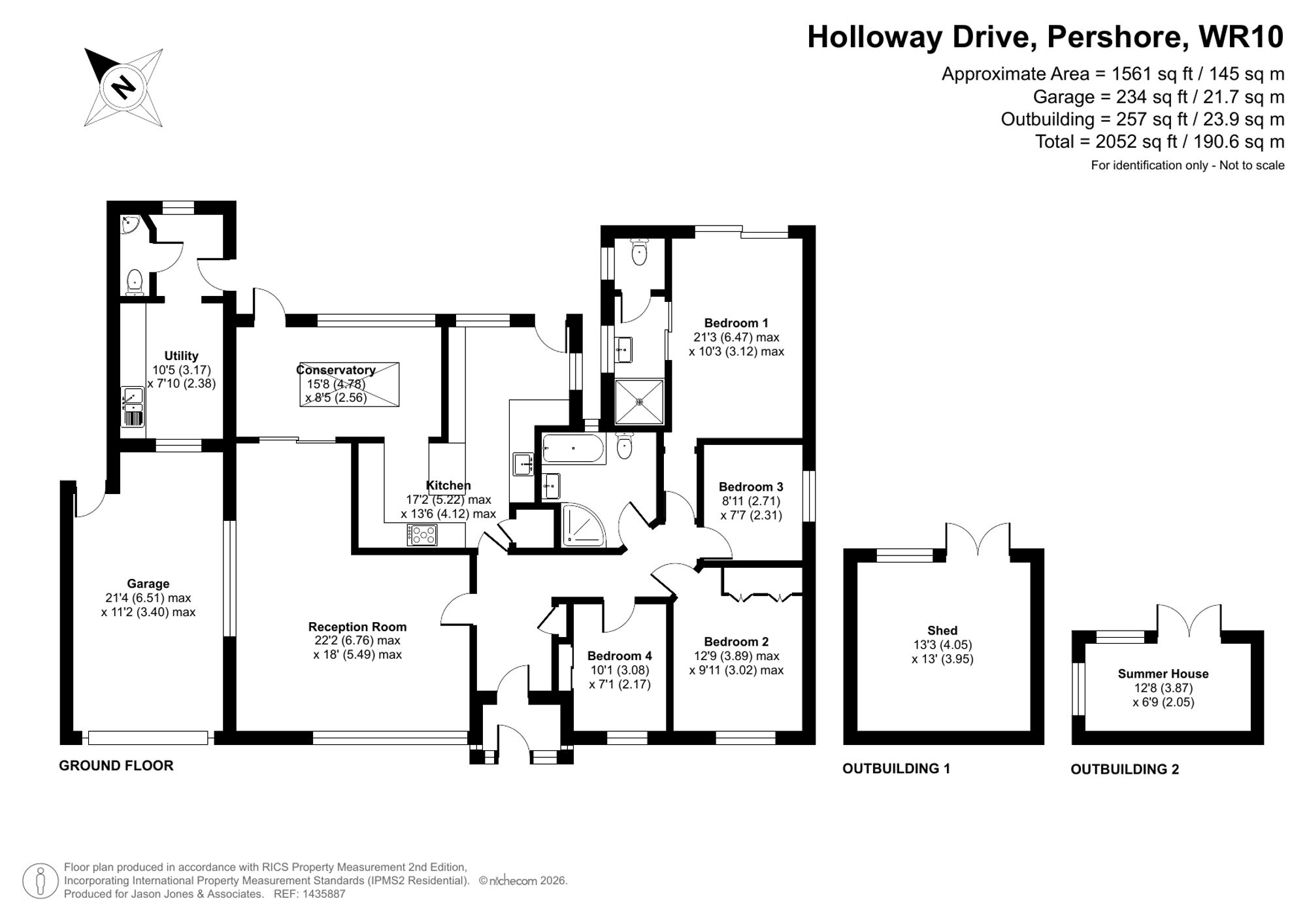 4 bed detached bungalow for sale in Holloway Drive, Pershore - Property floorplan
