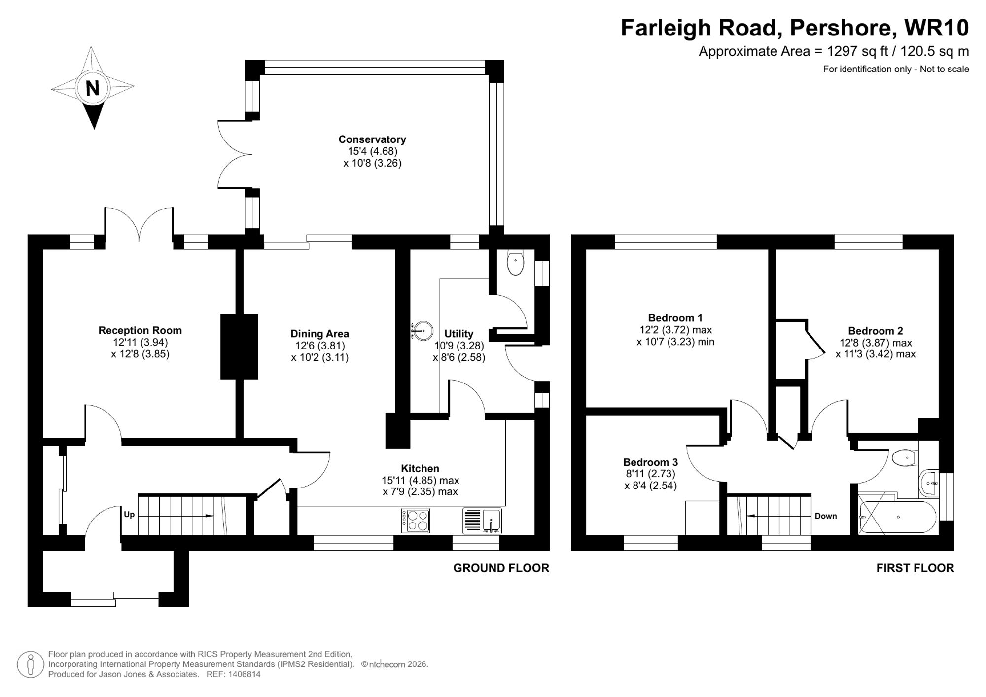 3 bed semi-detached house for sale in Farleigh Road, Pershore - Property floorplan
