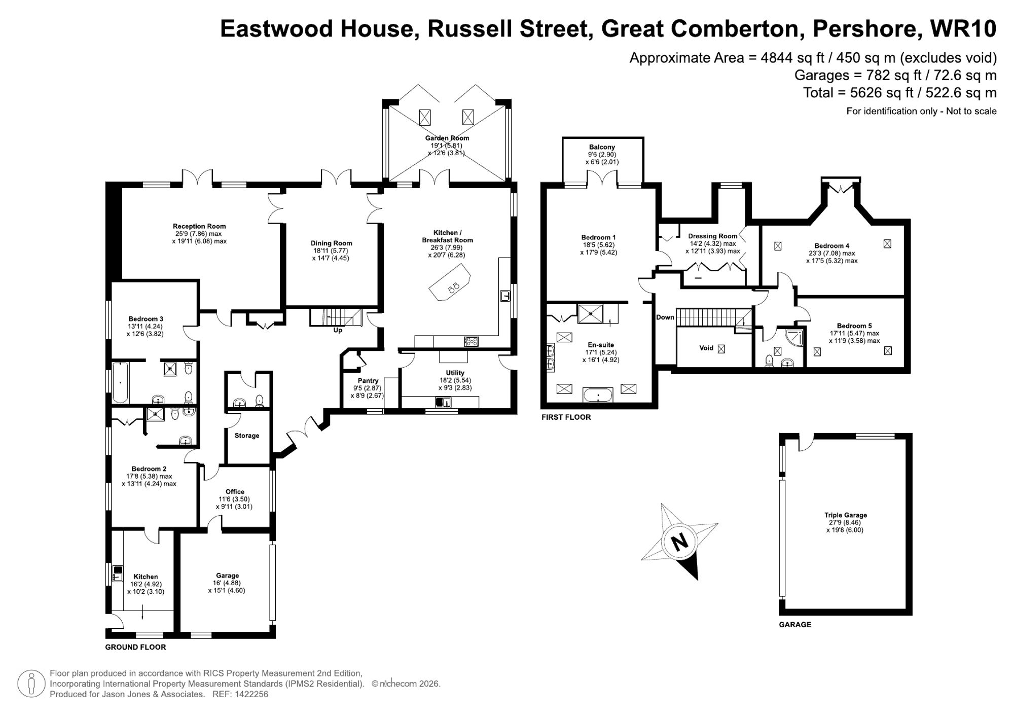 5 bed detached house for sale in Russell Street, Pershore - Property floorplan