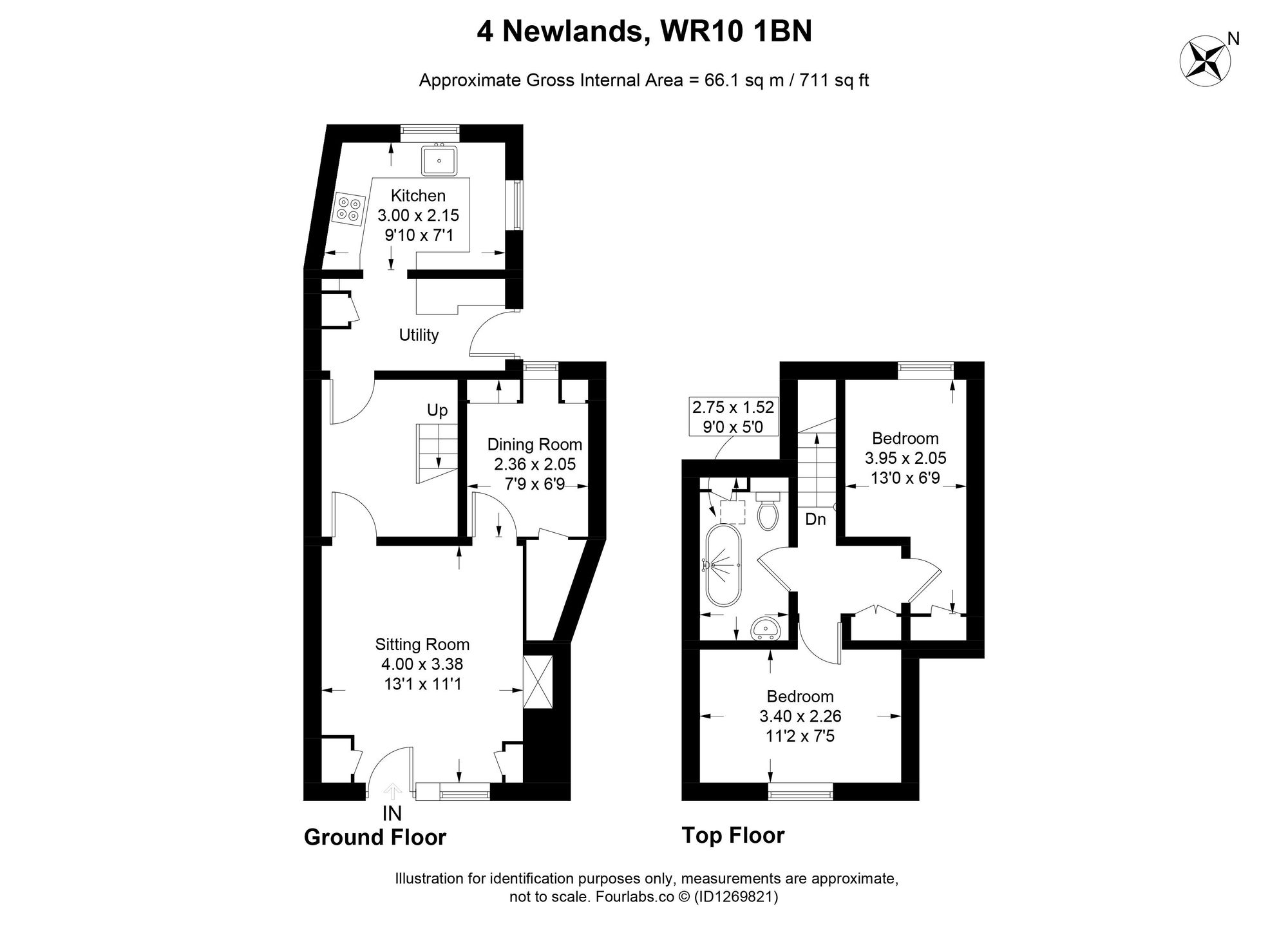 2 bed terraced house for sale in Newlands, Pershore - Property floorplan