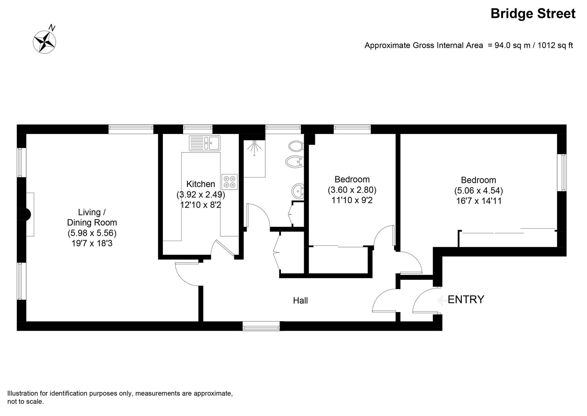 2 bed flat for sale in Bridge Street, Pershore - Property floorplan