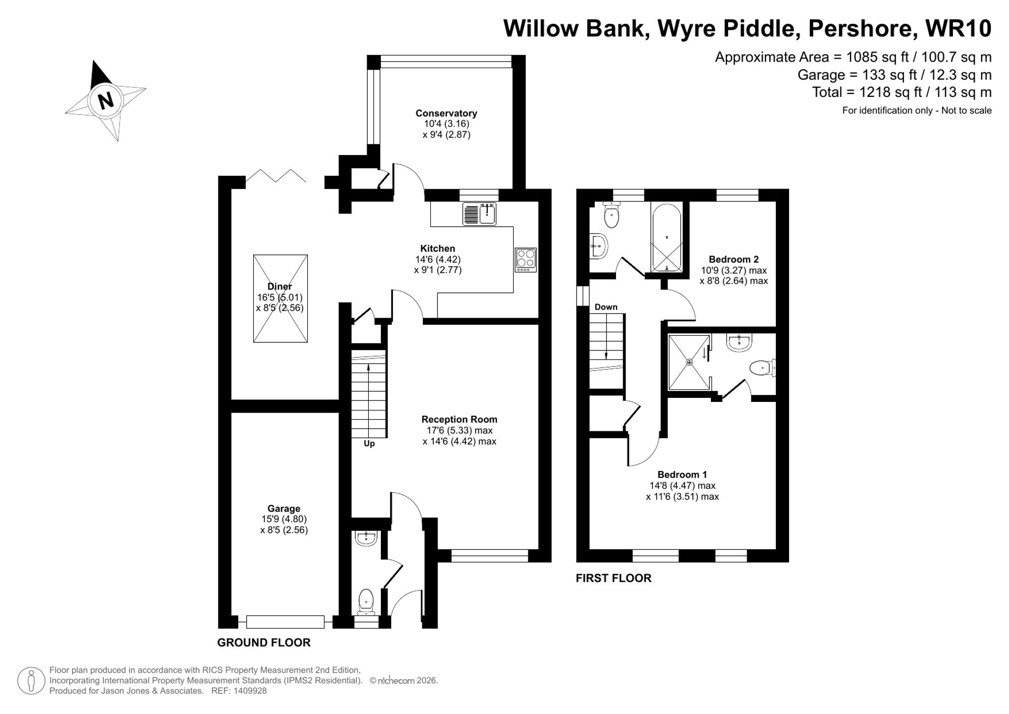 2 bed semi-detached house for sale in Willow Bank, Pershore - Property floorplan