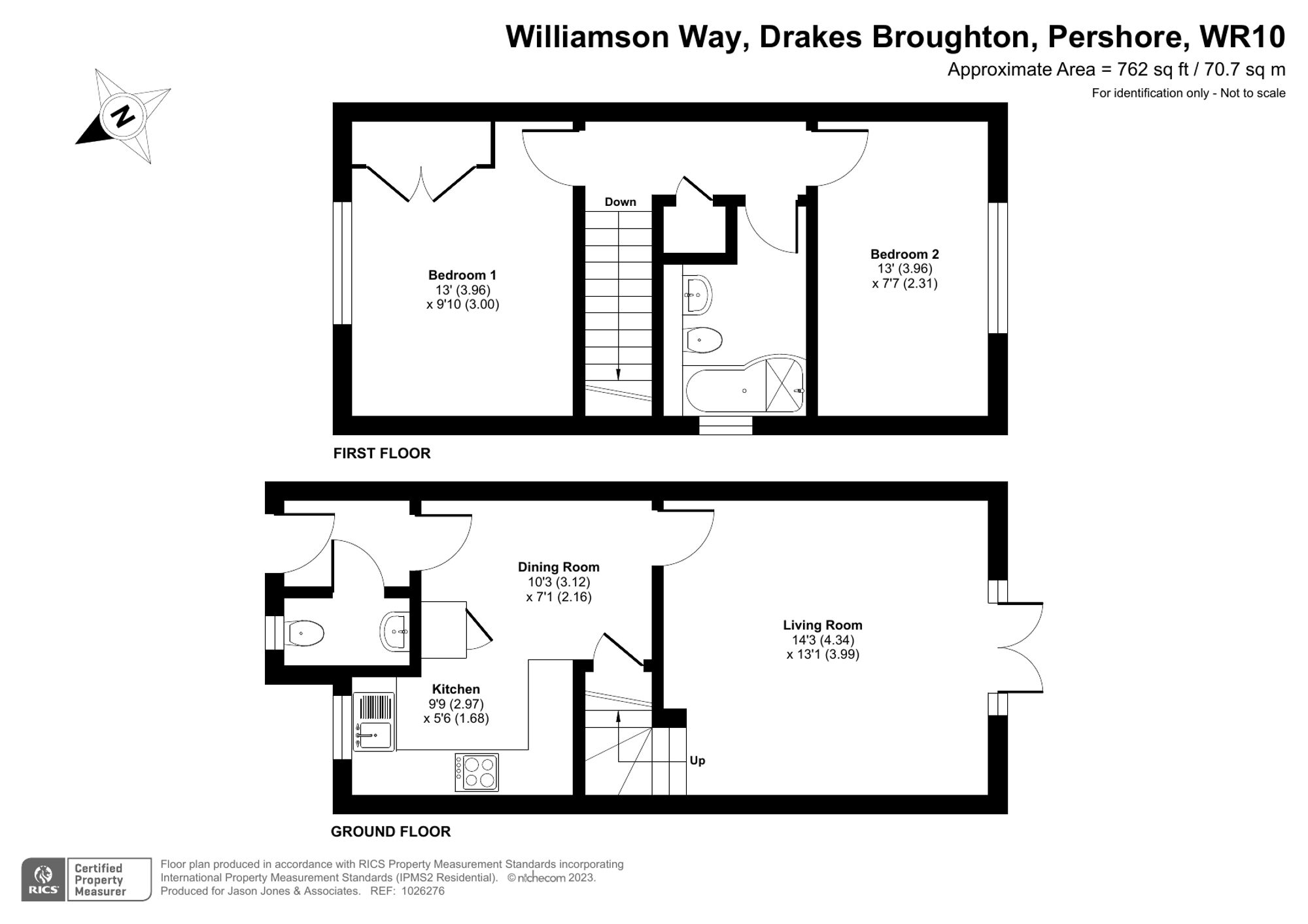 2 bed semi-detached house for sale in Williamson Way, Pershore - Property floorplan