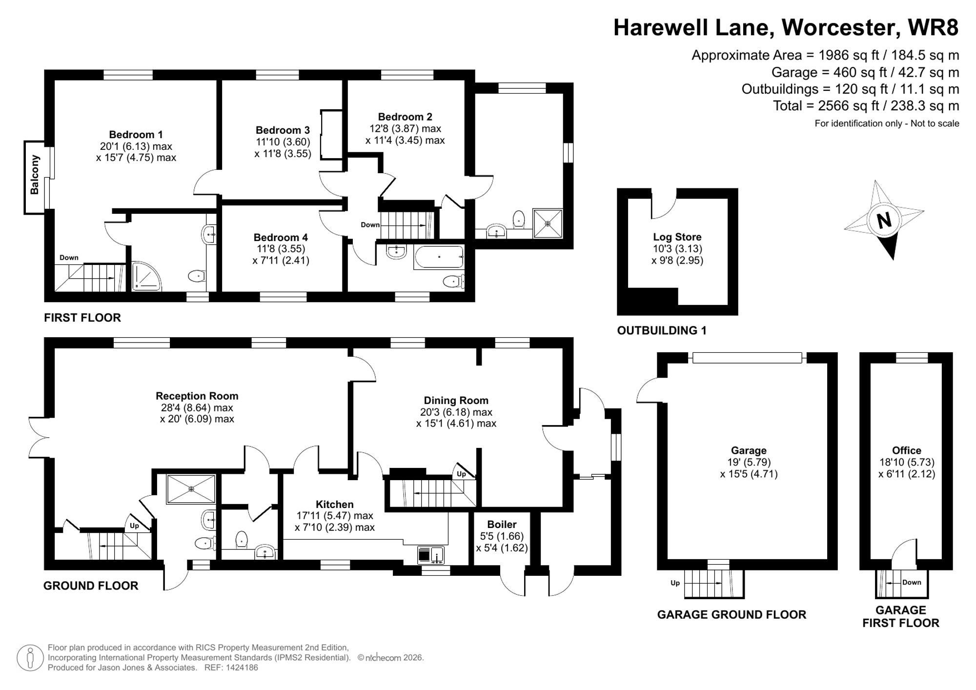 4 bed detached house for sale in Harewell Lane, Worcester - Property floorplan