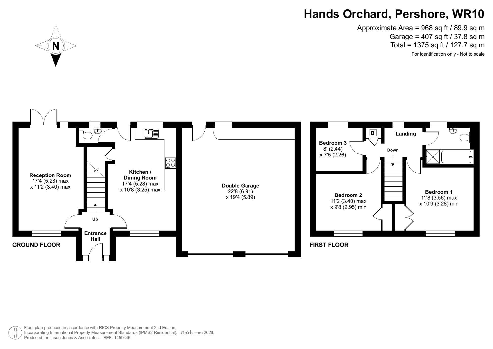3 bed semi-detached house for sale in Hands Orchard, Pershore - Property floorplan