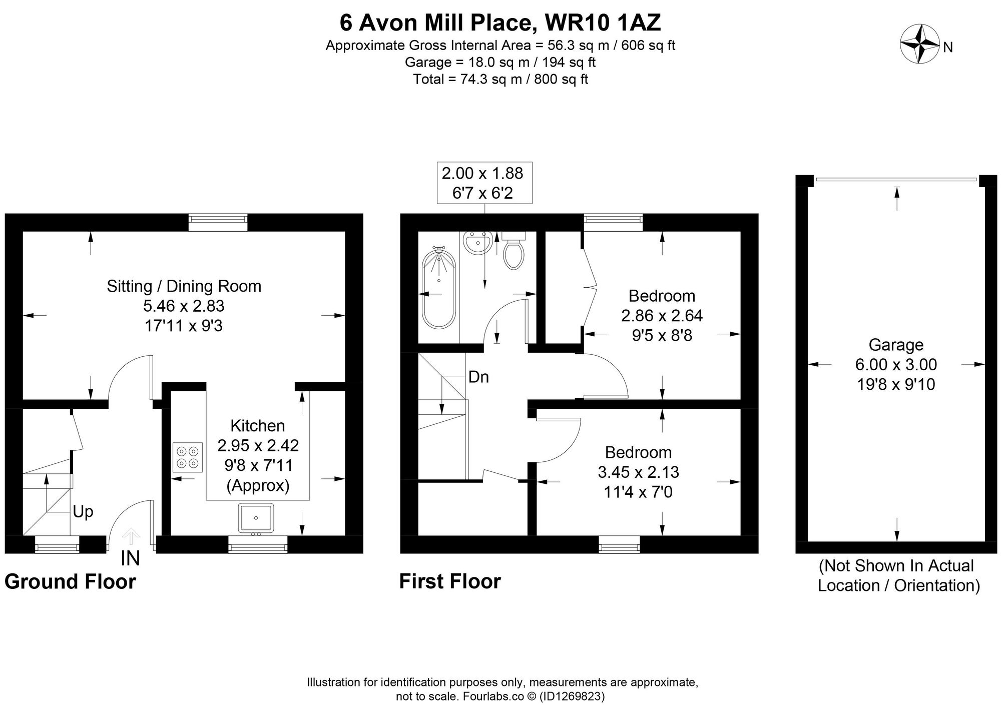 2 bed terraced house for sale in Avon Mill Place, Pershore - Property floorplan