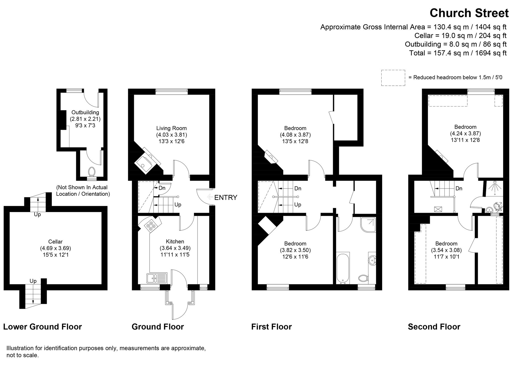 4 bed terraced house for sale in Church Street, Worcester - Property floorplan