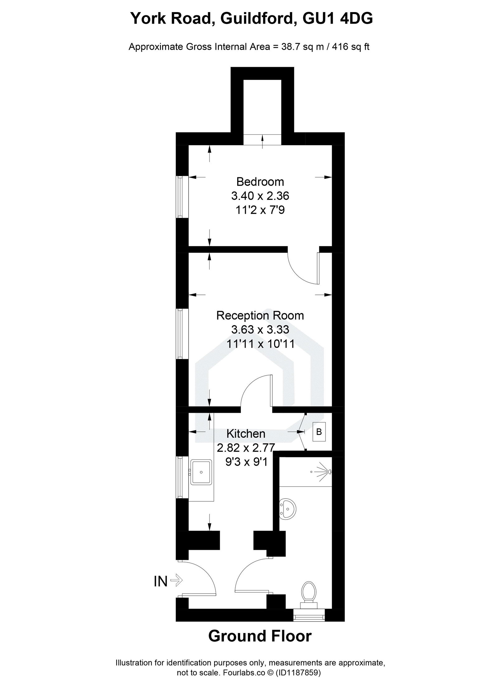 1 bed flat to rent in York Road, Guildford, GU1 4DG - Property floorplan