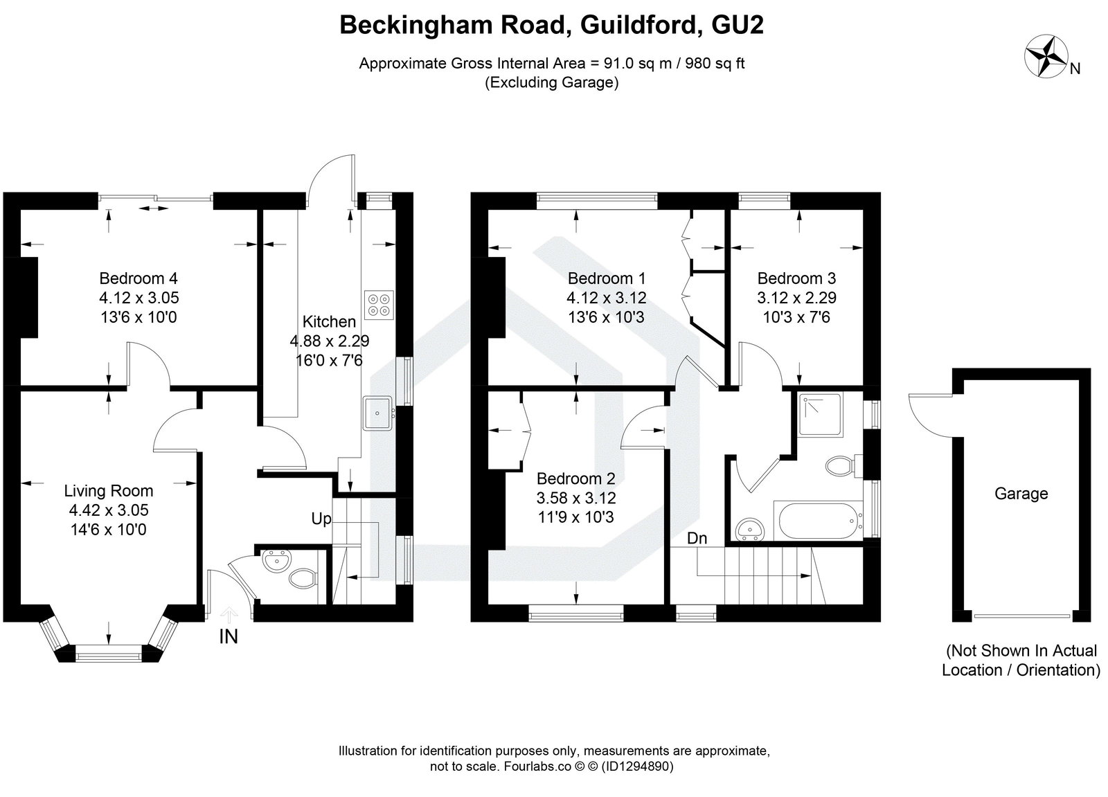 4 bed semi-detached house to rent in Beckingham Road, Guildford, GU2 - Property floorplan