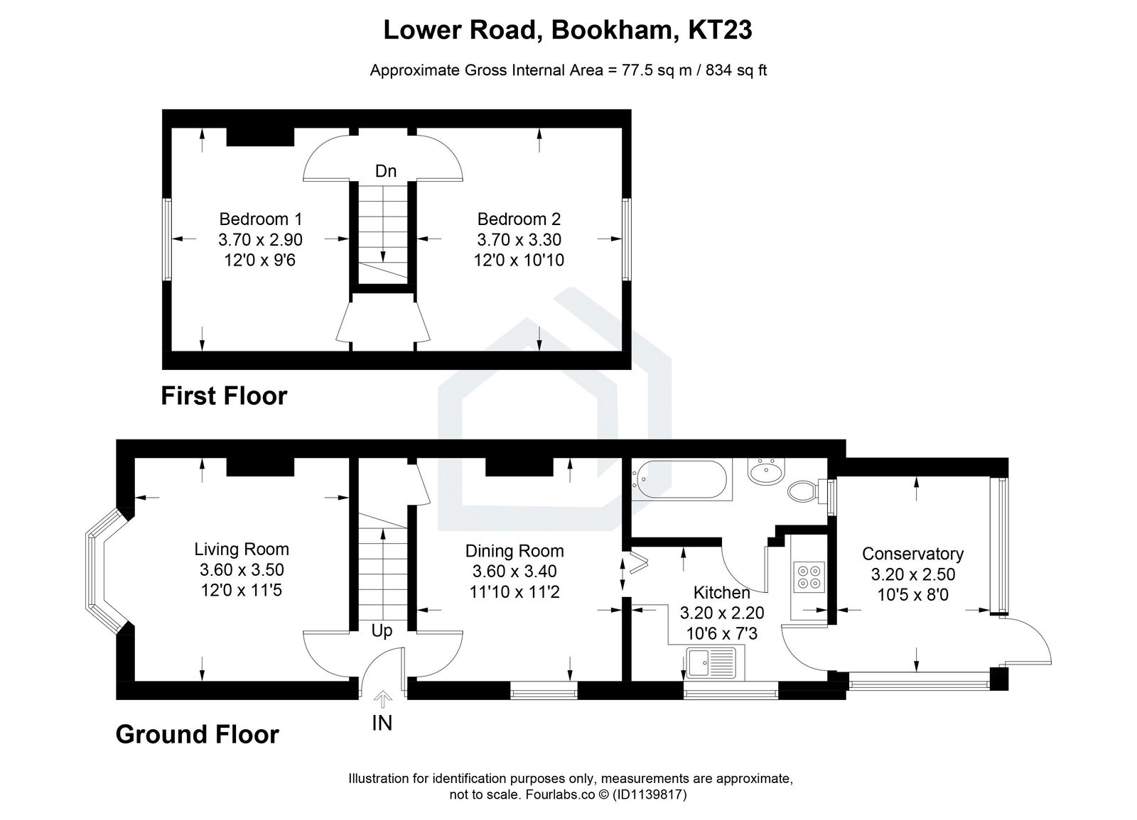 2 bed semi-detached house to rent in Lower Road, Leatherhead - Property floorplan
