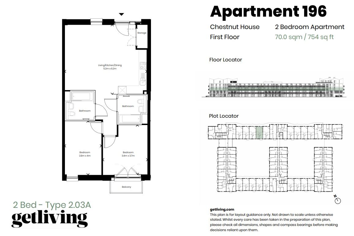 2 bed flat to rent in Randalls Way, Leatherhead - Property floorplan