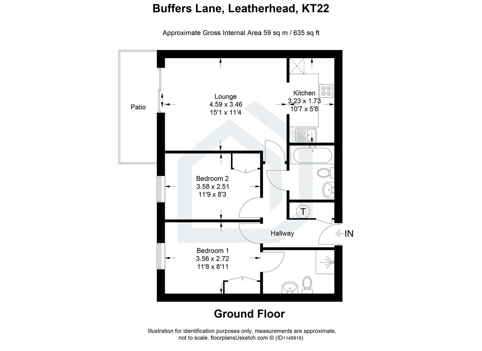 2 bed flat for sale in Buffers Lane, Leatherhead, KT22 - Property floorplan