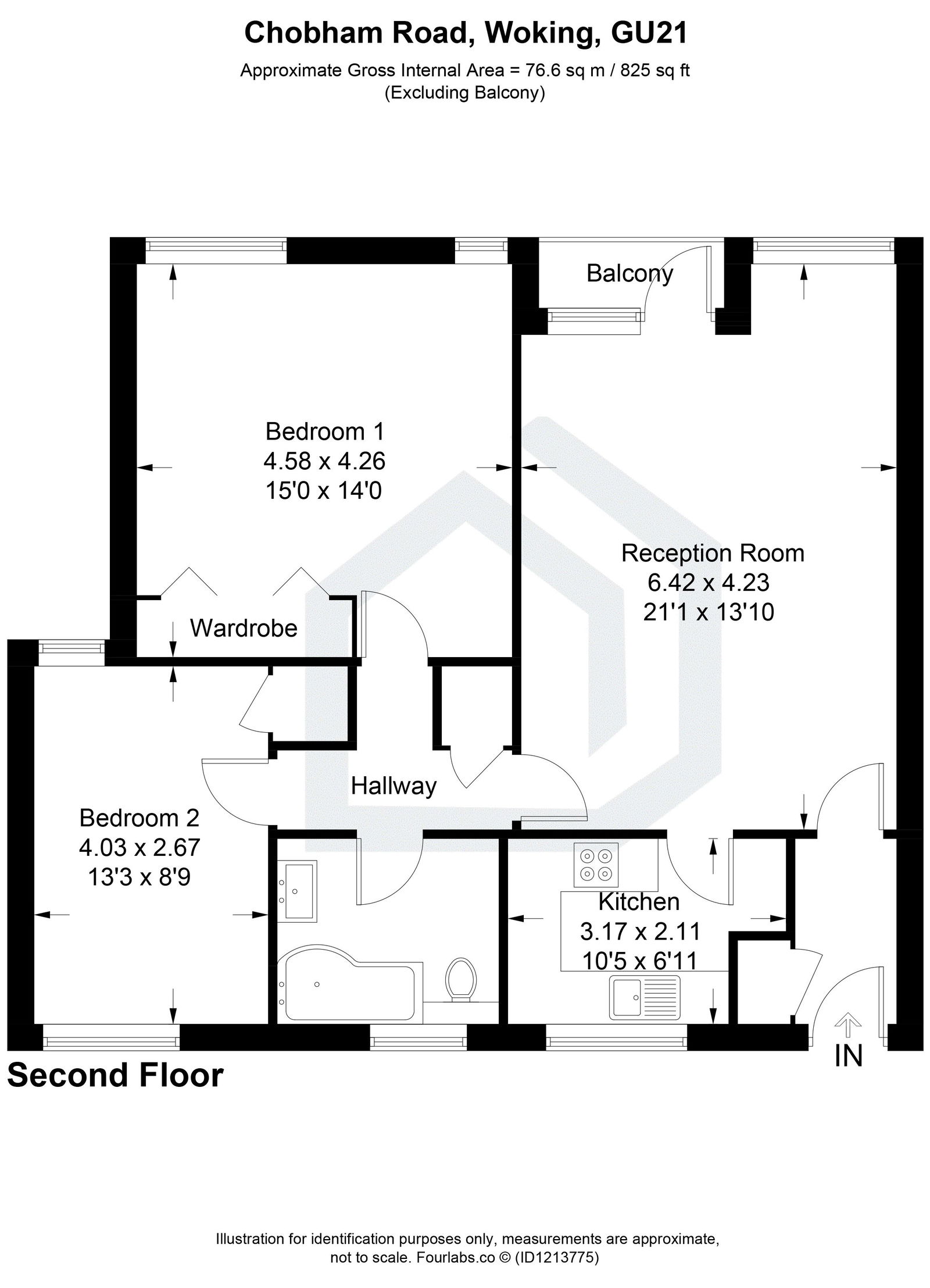 2 bed flat to rent in Chobham Road, Woking, GU21 4AX - Property floorplan