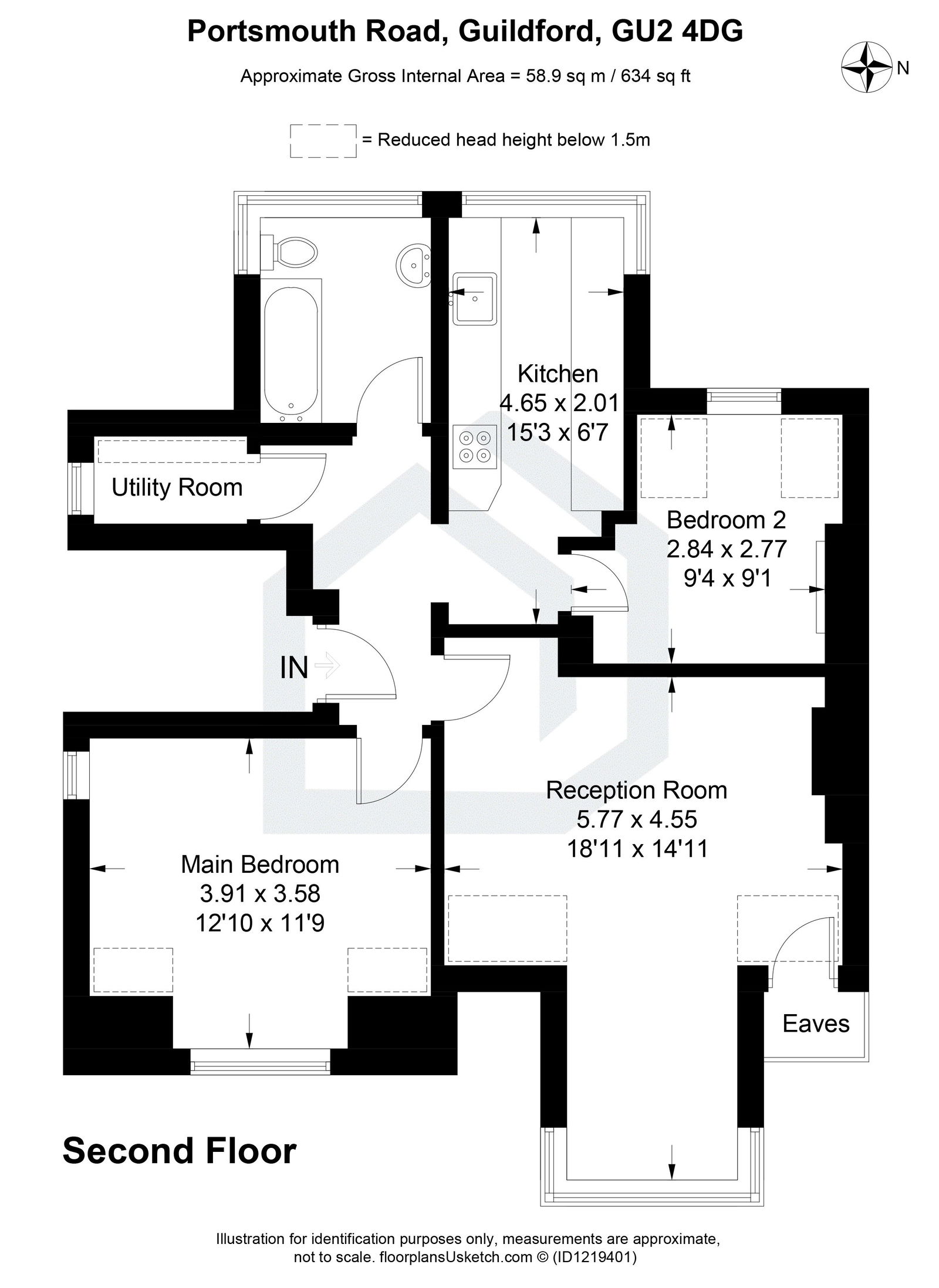 2 bed flat to rent in Portsmouth Road, Guildford, GU2 4DG - Property floorplan