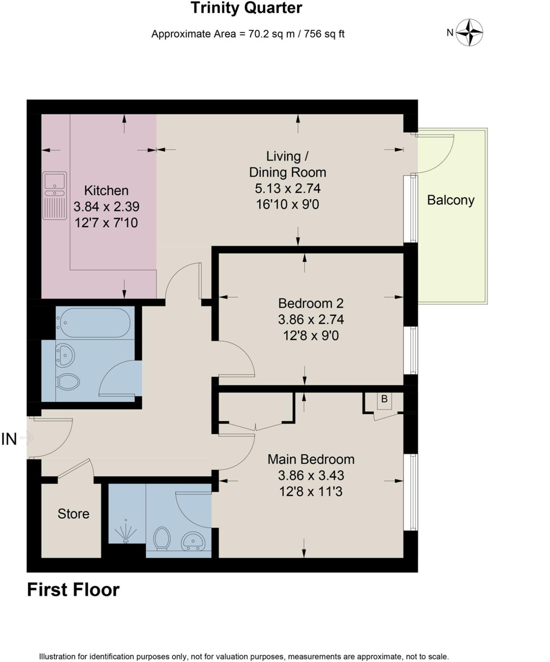2 bed flat to rent in Walnut Tree Close, Guildford, GU1 4TT - Property floorplan
