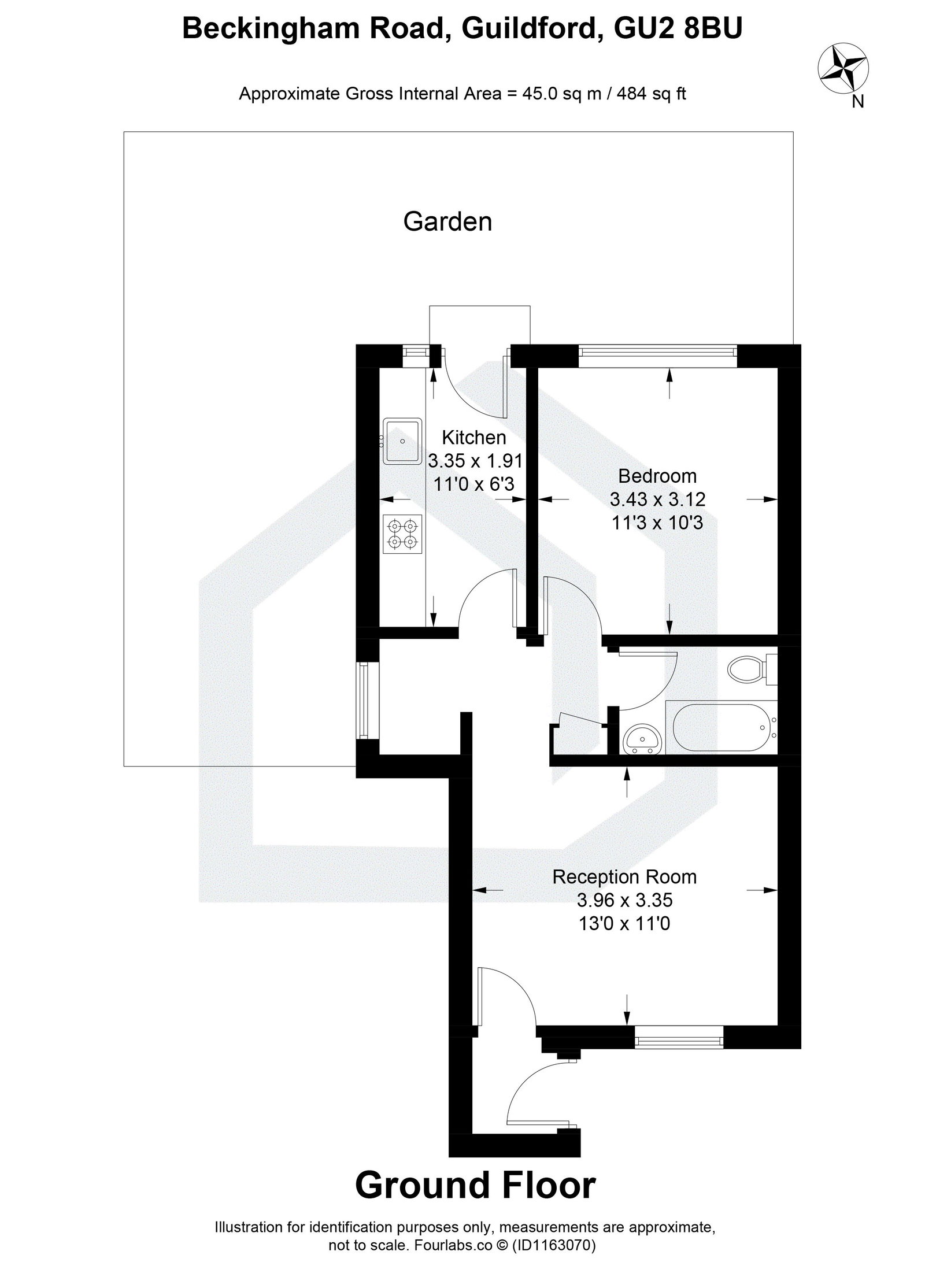 1 bed maisonette for sale in Beckingham Road, Guildford, GU2 8BU - Property floorplan