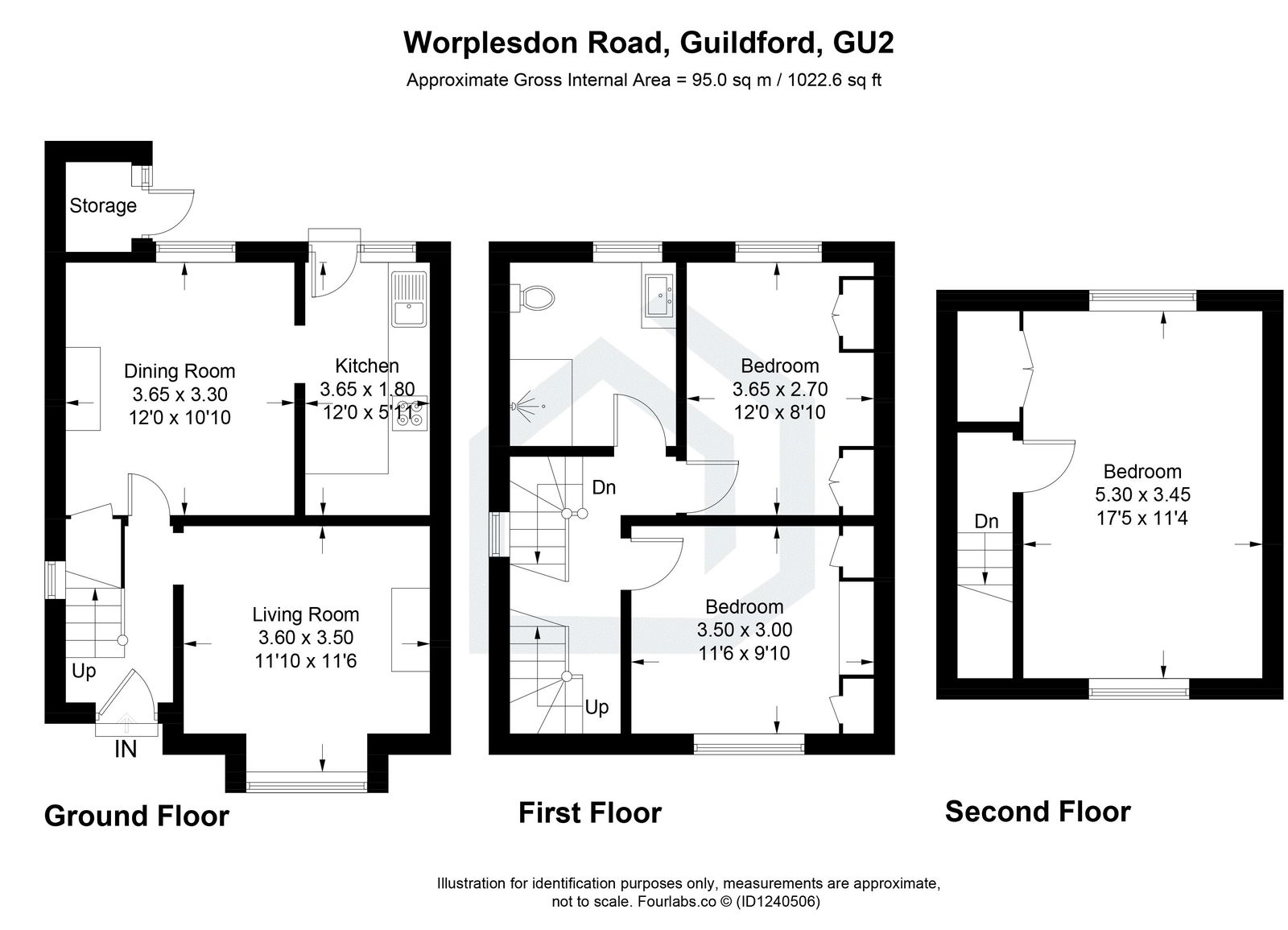 3 bed semi-detached house to rent in Worplesdon Road, Guildford, GU2 - Property floorplan